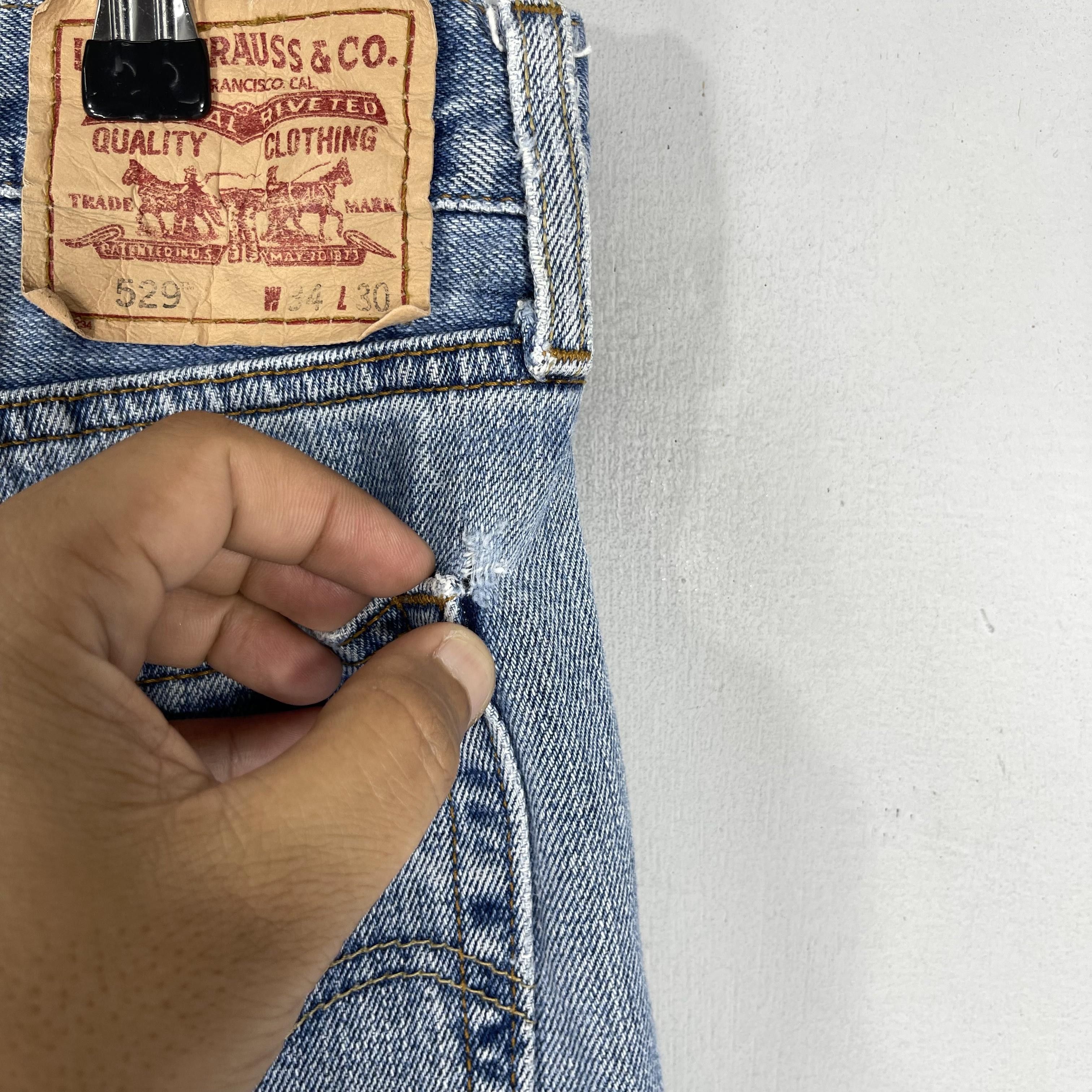 Levi's × Vintage W35 L29 Vintage Levis 529 Low Rise Straight Distressed Jeans Size US 35 - 10 Thumbnail