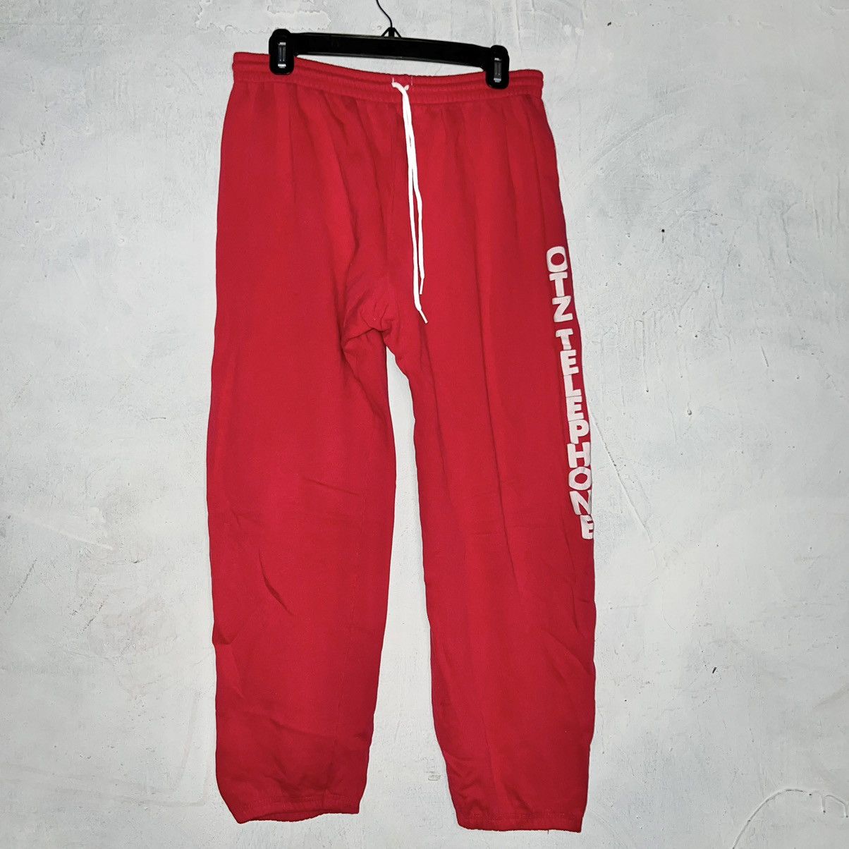 image of 80's Vintage Hanes Sweatpants Otz Telephone in Red, Men's (Size 33)