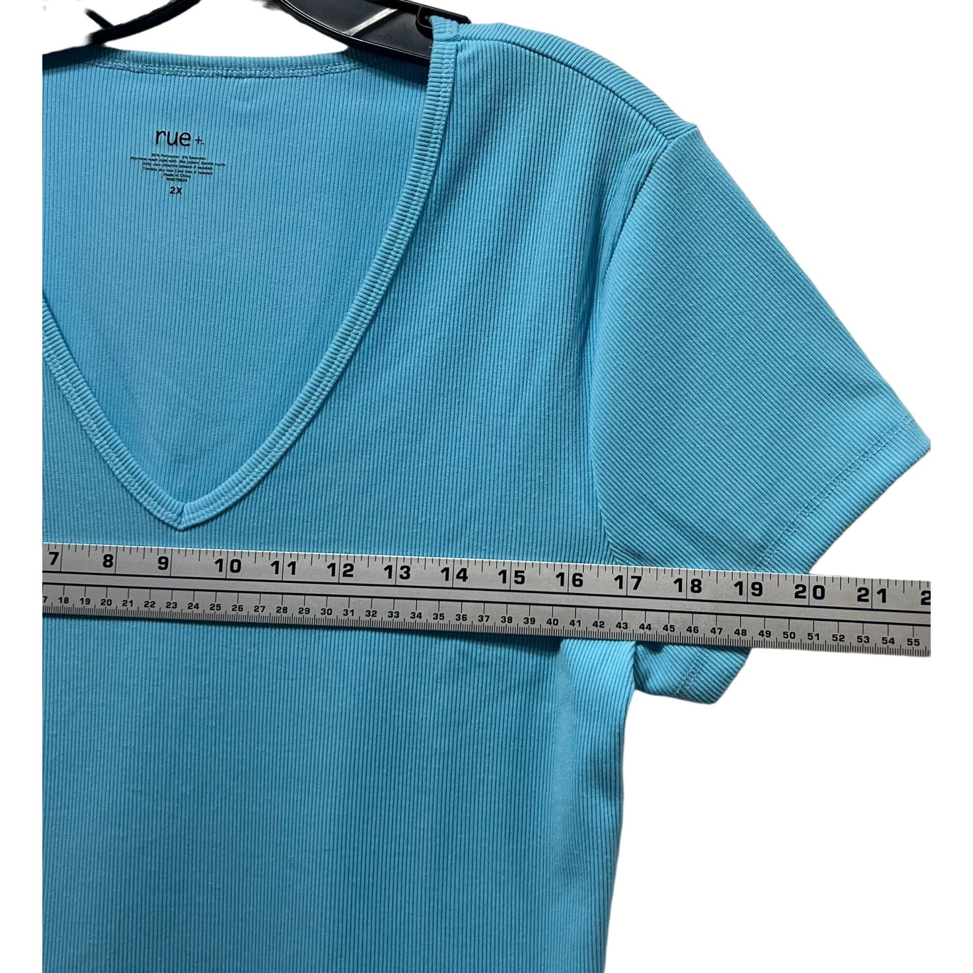 Other Rue + - Women's Short Sleeve Top - Light Blue - 2X Size XXL / US 16-18 / IT 52-54 - 3 Thumbnail