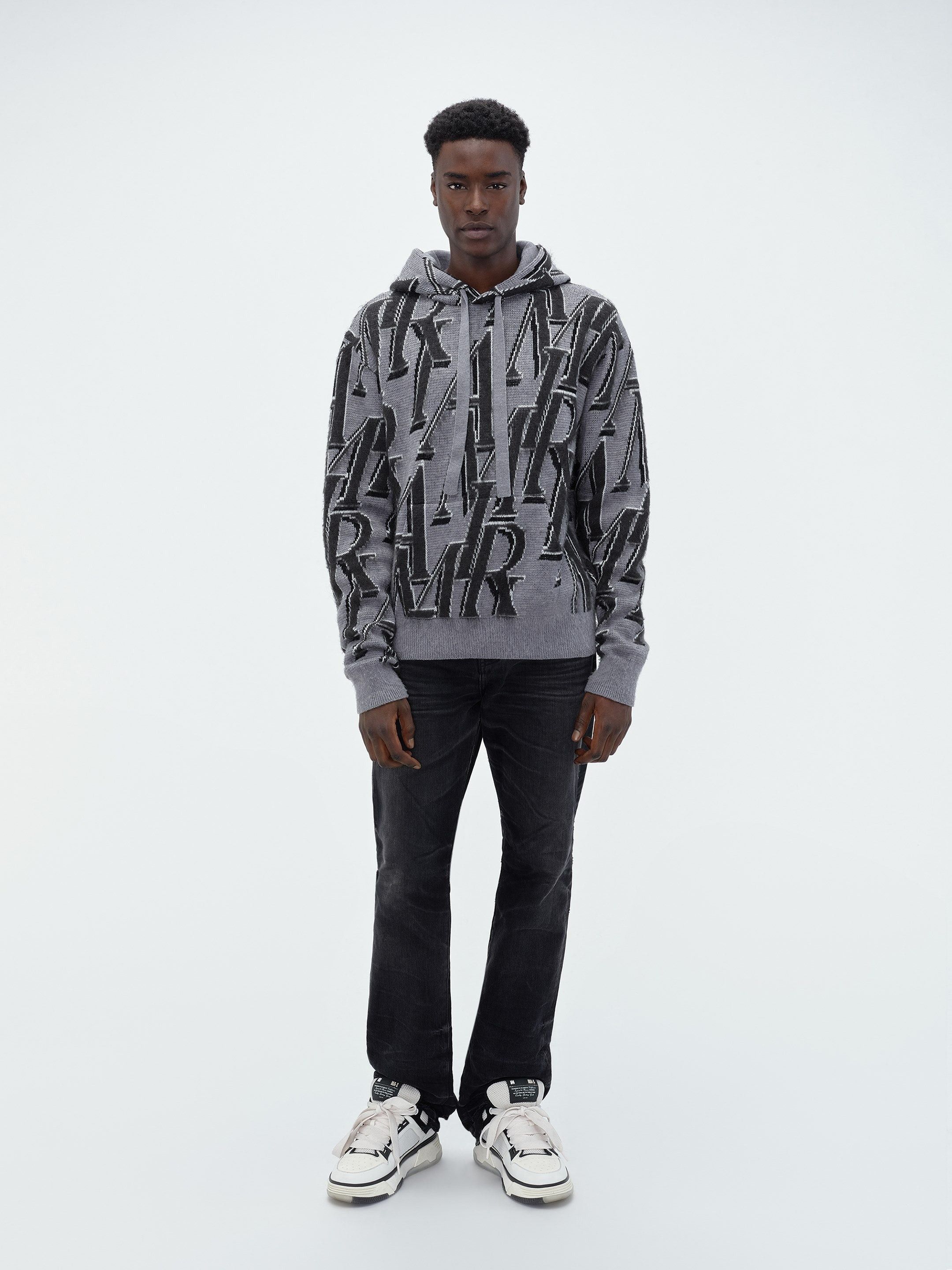Amiri o1w1db10325 Repeat Hoodie in Grey/Black Size US L / EU 52-54 / 3 - 2 Thumbnail