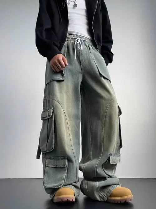 Jean × Vintage washed faded cleanfit yuppie bootcut grunge cargo pants Size US 34 / EU 50 - 3 Thumbnail