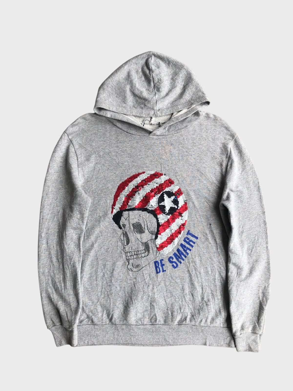 If Six Was Nine × Japanese Brand × Vintage Vintage Skull Wearing American Helmet Sequins Hoodie Size US M / EU 48-50 / 2 - 1 Thumbnail