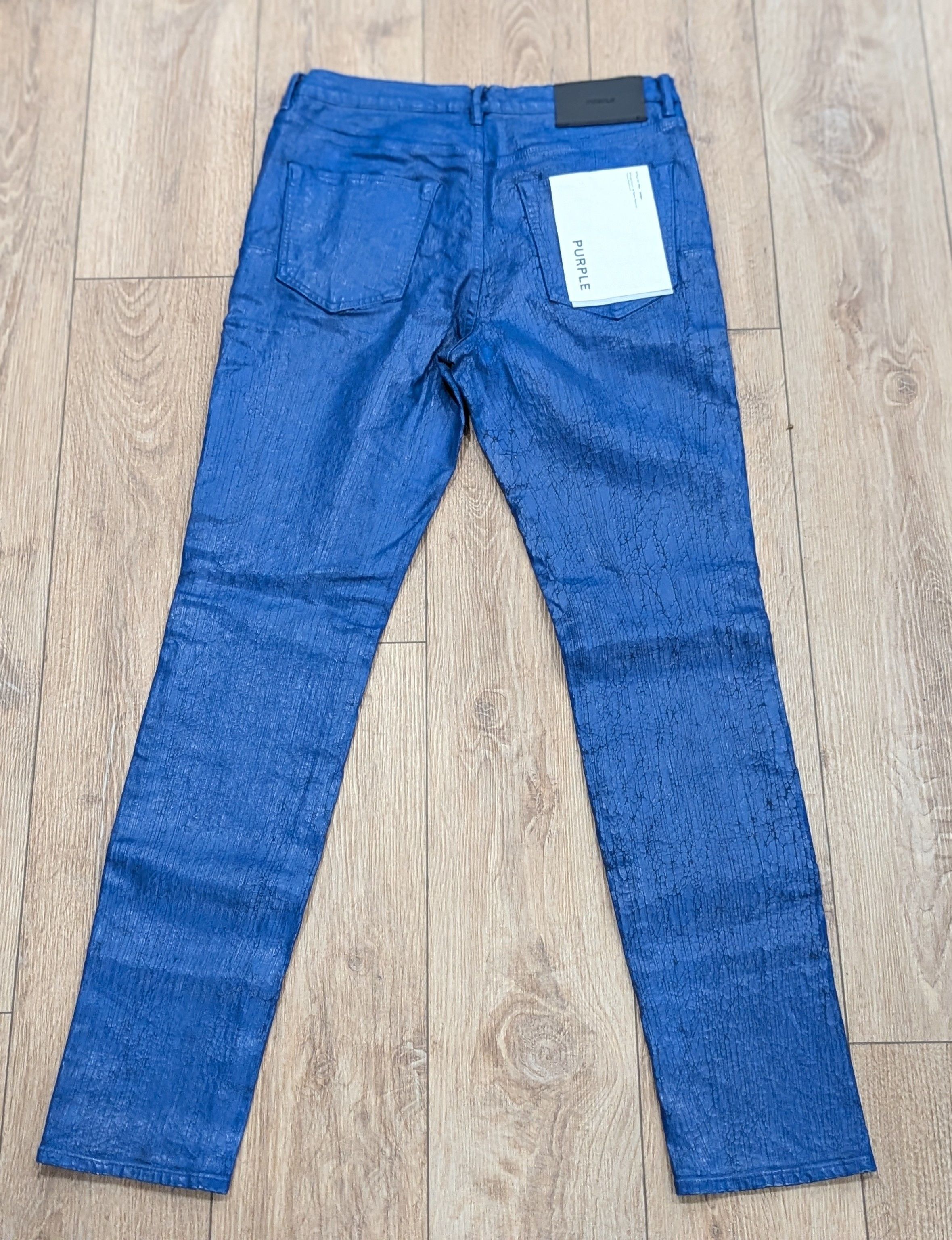 Purple Brand PURPLE BRAND Paint Job Crackled Coated Skinny Jeans Blue 34 Size US 34 / EU 50 - 5 Thumbnail