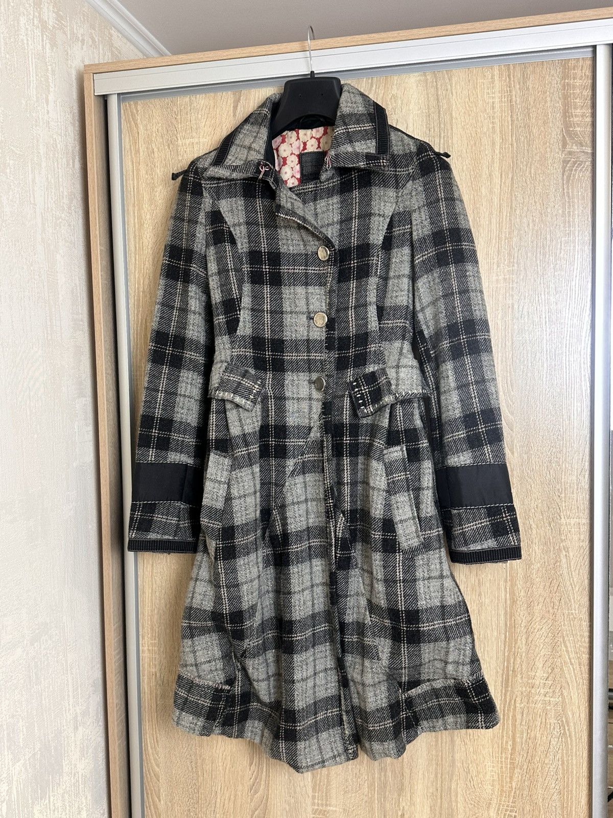 Marithe + Francois Girbaud 🔥 Marithe Francois Girbaud Wool Coat Jacket Check Pattern Size M / US 6-8 / IT 42-44 - 2 Thumbnail
