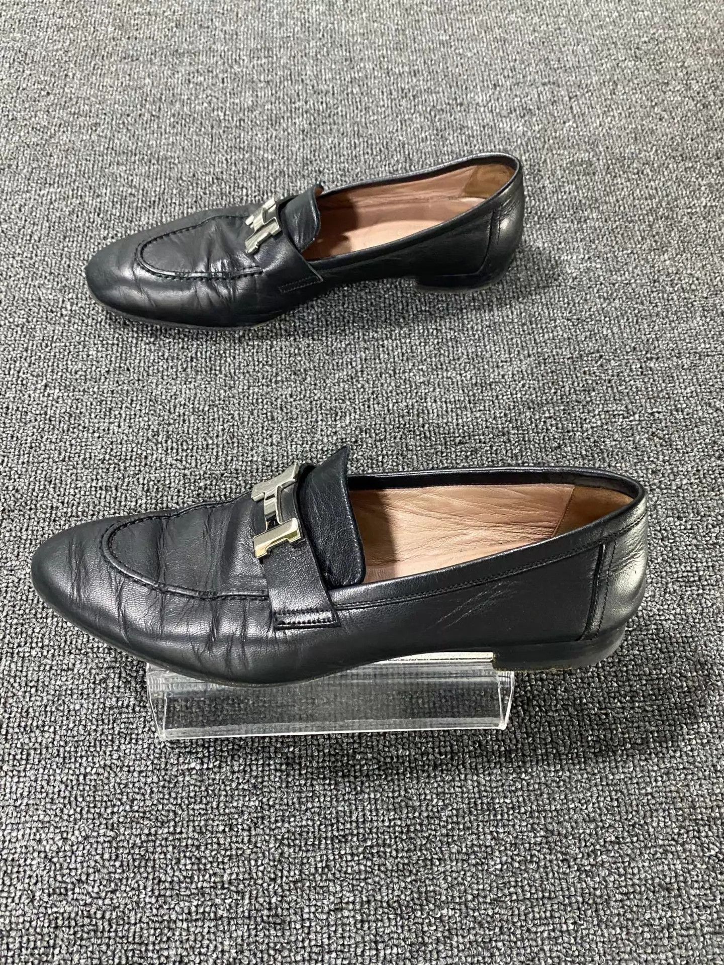 Hermes HERMES Black Leather Loafer 95 39 Size US 6 / EU 39 - 3 Thumbnail