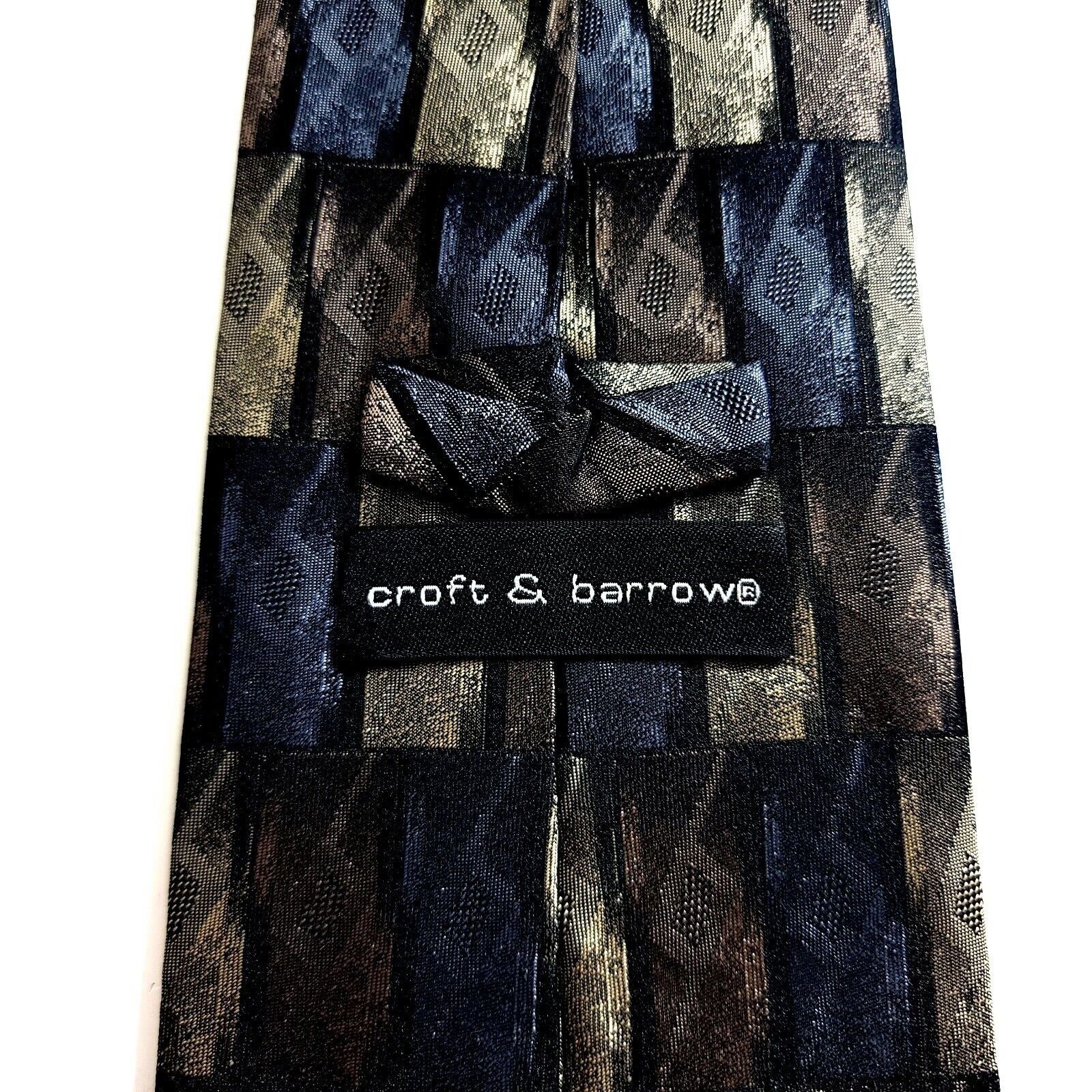 Croft & Barrow Croft & Barrow Gray Blue Beige Tan Woven Geometric Wide Abst Size ONE SIZE - 3 Thumbnail