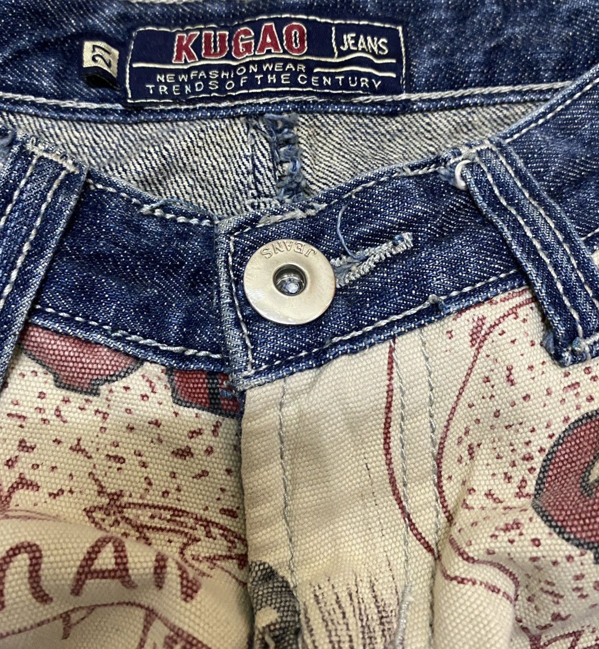 Japanese Brand × Vintage Vintage Japanese Brand Kugao Double Waist Jeans 1990s Size US 30 / EU 46 - 8 Thumbnail