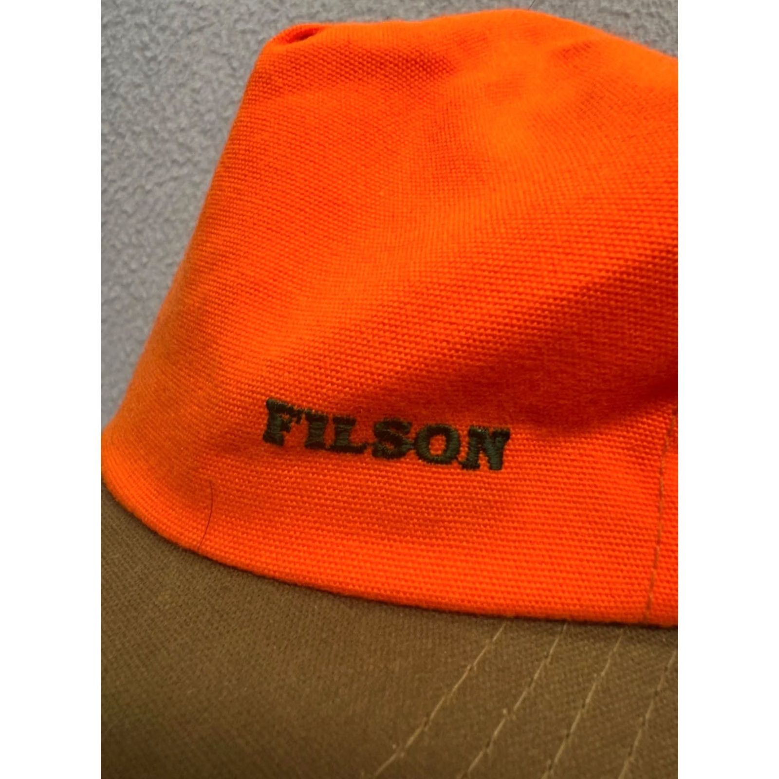 Filson Filson Blaze Orange & Tan Adjustable Outdoor Cap Mens One Size Orange Leather Canvas Baseball Cap Brand, 67B Size 44L - 5 Thumbnail