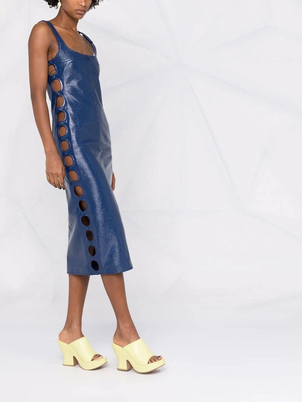 Courreges o1mle0524 Long Pressions Vinyl Dress in Blue Size M / US 6-8 / IT 42-44 - 3 Thumbnail