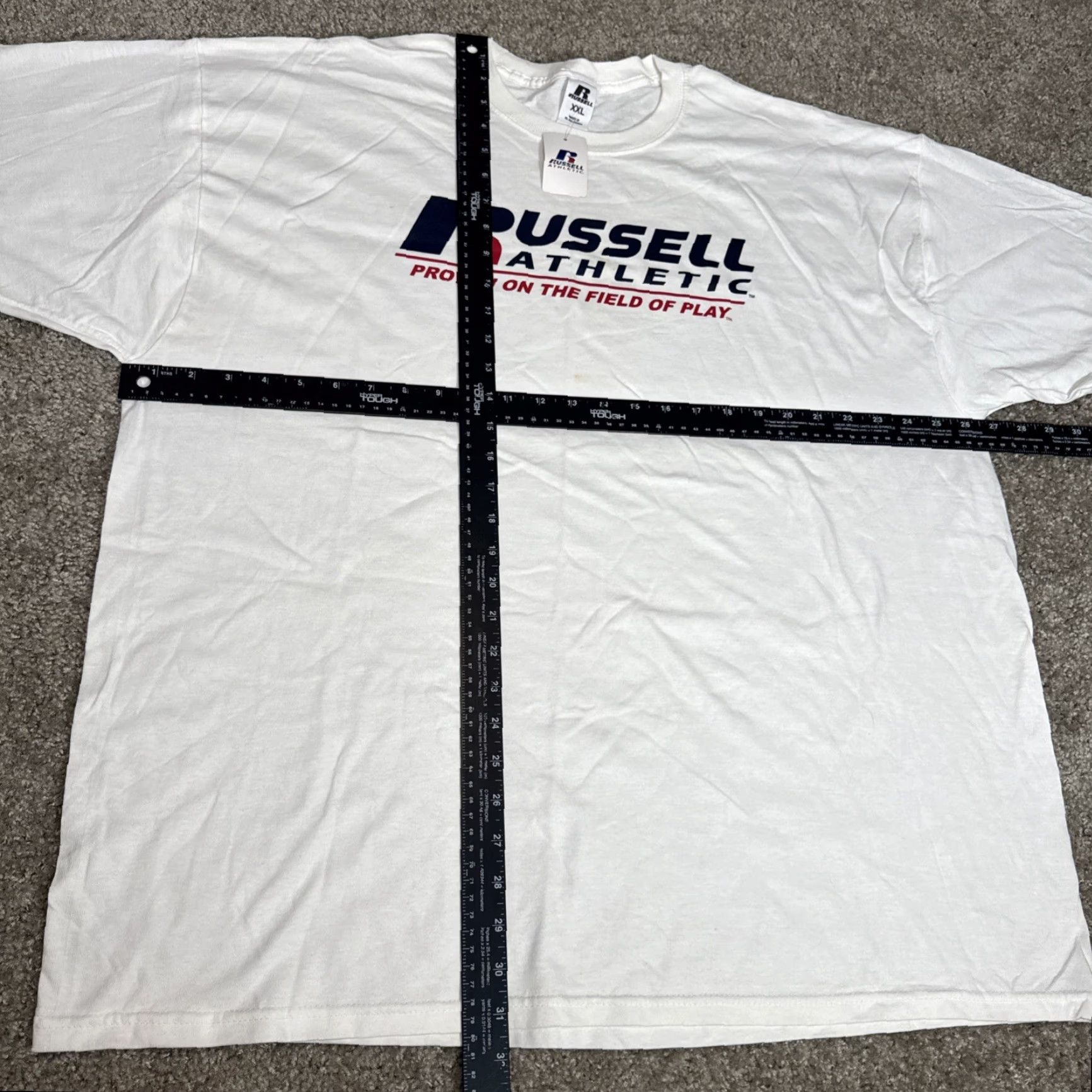 Russell Athletic VINTAGE Russell Athletic T-Shirt 2XL White Mens NOS New With Tags Advertising Y2K Promo Size US XXL / EU 58 / 5 - 6 Thumbnail