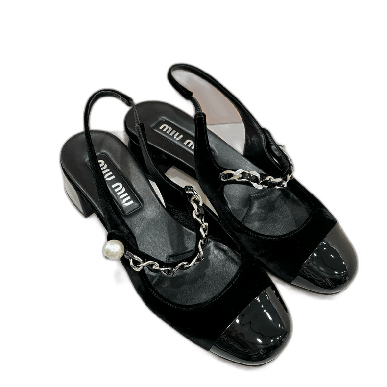 Prada Miumiu Velvet Mary Jane Shoes with Pearl -2505 Size US 7 / IT 37 - 1 Thumbnail