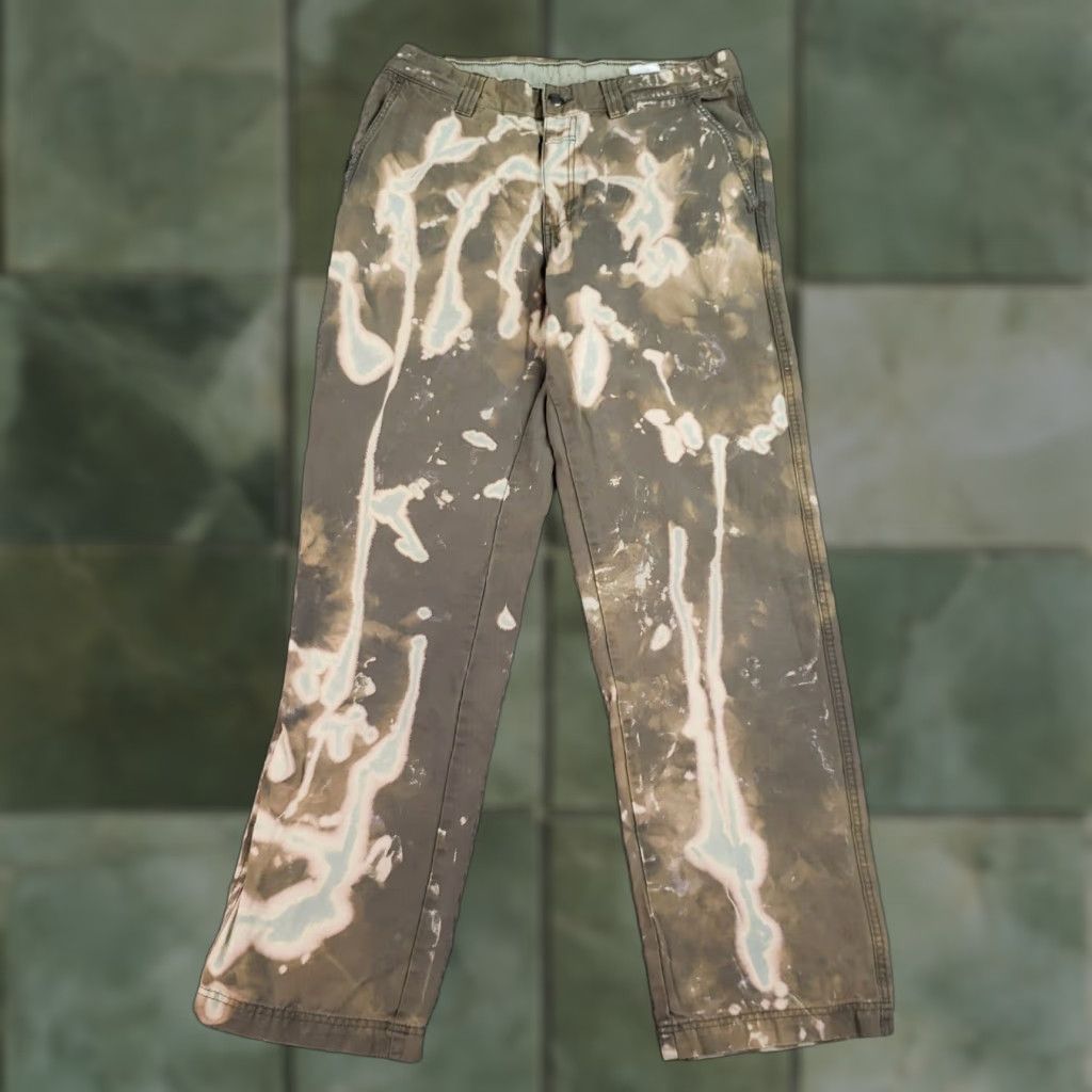 Vintage Columbia Mens Green Beige Chino Pants 33x32 Straight Leg Flat Front Comfortable Hiking Pants Size US 33 - 1 Thumbnail