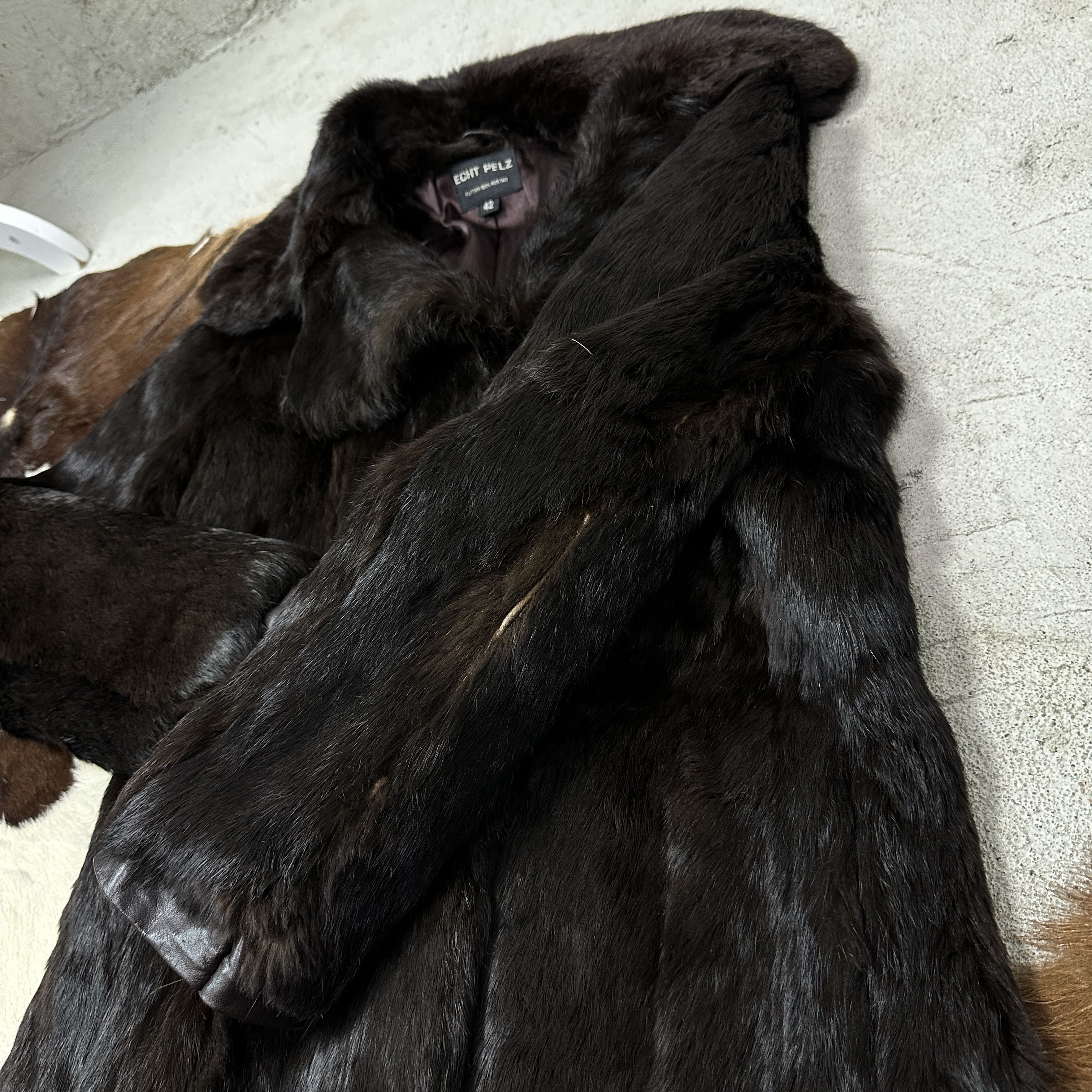 Vintage Vintage Old Money Chocolate Brown Tailored Rabbit Fur 90s Size L / US 10 / IT 46 - 9 Thumbnail