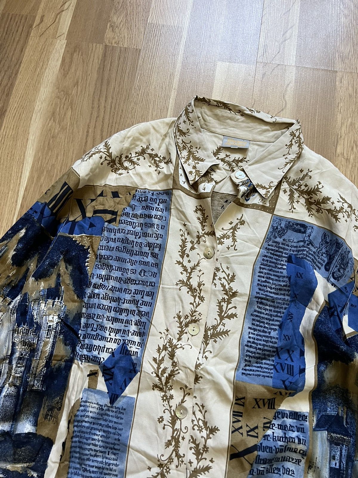 Vintage Vintage silk graphic avant garde shirts picture Picasso 90s Size US L / EU 52-54 / 3 - 4 Thumbnail