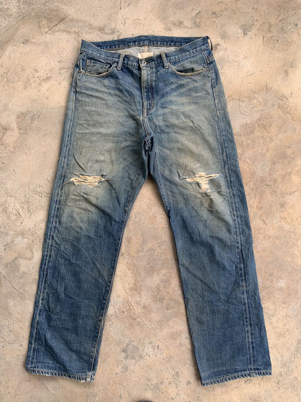 Japanese Brand × WHIZ LIMITED Whiz Limited Buckle Back Selvedge Distressed Denim Size US 36 / EU 52 - 4 Thumbnail