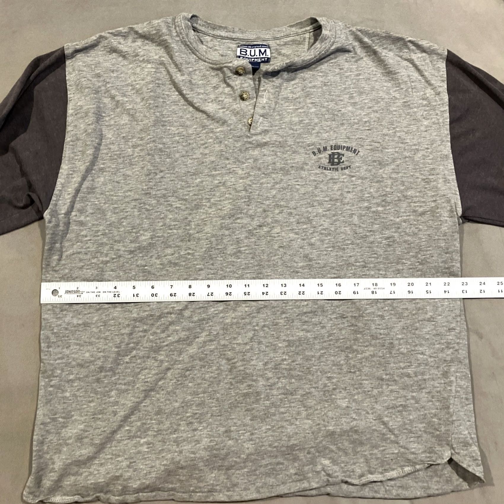 Vintage VINTAGE B.U.M. Equipment Long Sleeve Heavyweight Henley Shirt Mens XL Gray Size US XL / EU 56 / 4 - 4 Thumbnail