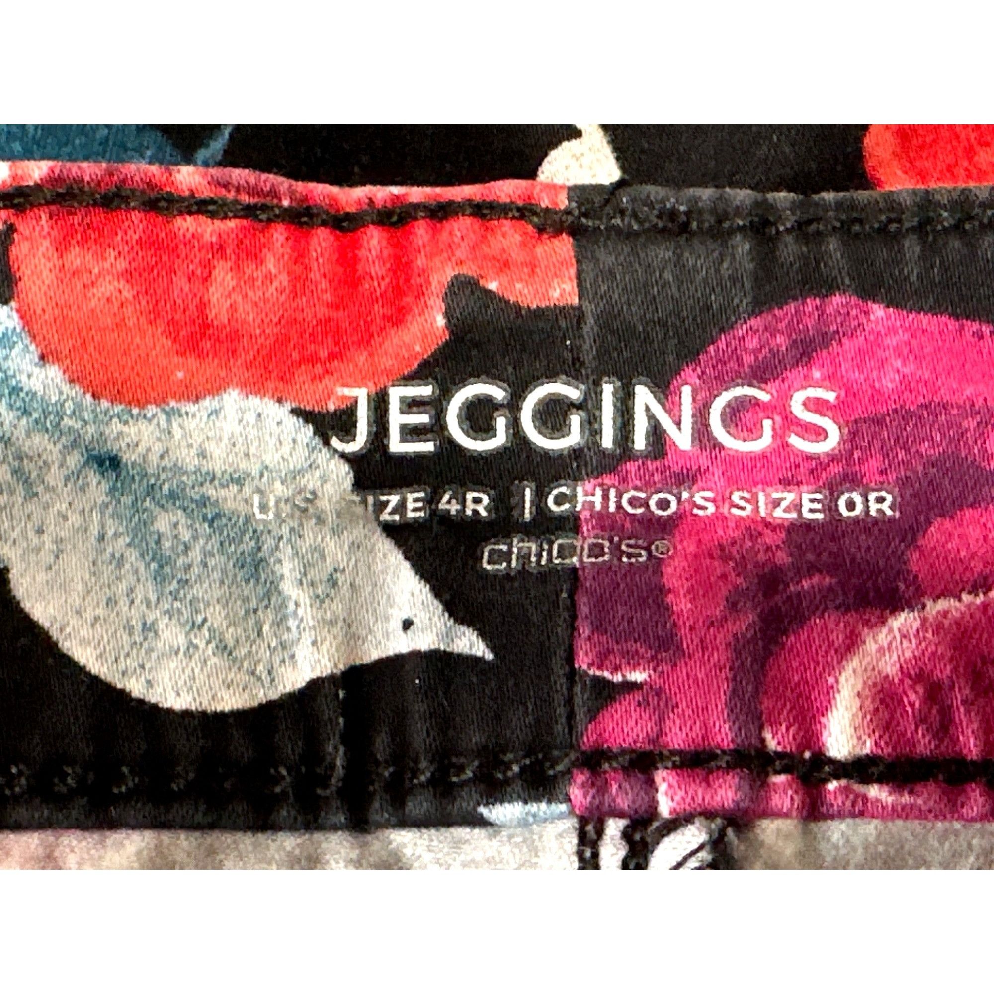 Chicos Chicos Floral Skinny Jeggings Pants Ankle Black Red Vibrant Size 27" / US 4 / IT 40 - 7 Thumbnail