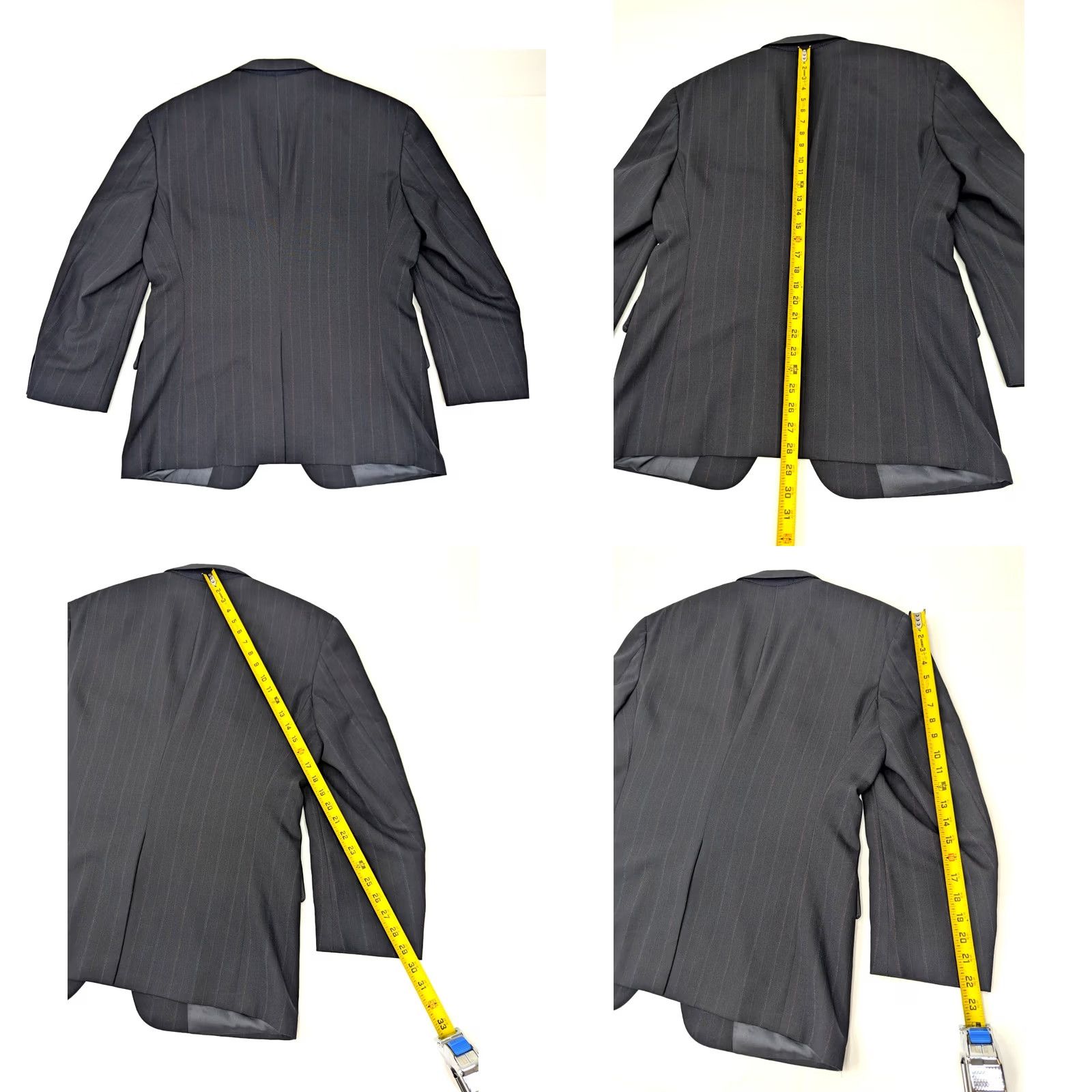 Brooks Christian Brooks 2 Piece Suit Sport Coat & Pant Light Wool PinStriped Charcoal Navy Blue 41S 34x27 Mens Vintage Size 42R - 9 Thumbnail
