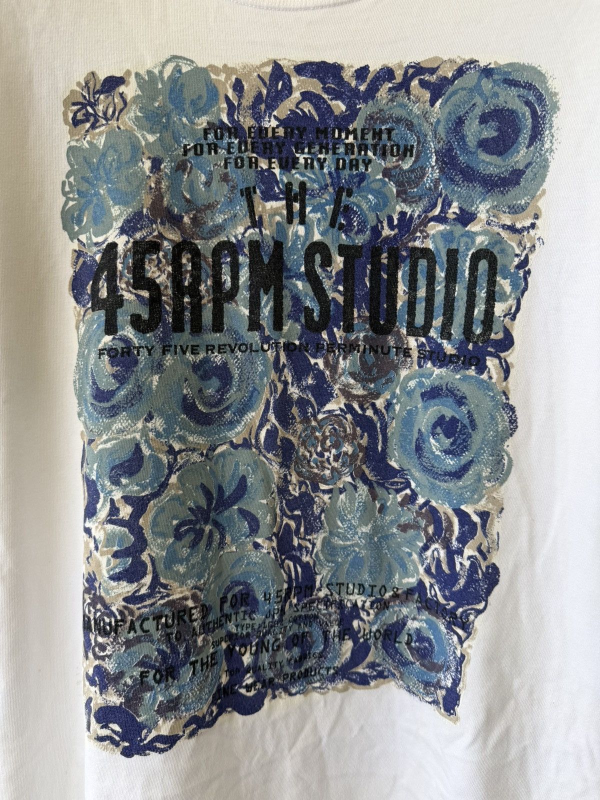 45rpm Vintage 45RPM STUDIO Blue Floral Graphic T-Shirt Size US L / EU 52-54 / 3 - 2 Thumbnail