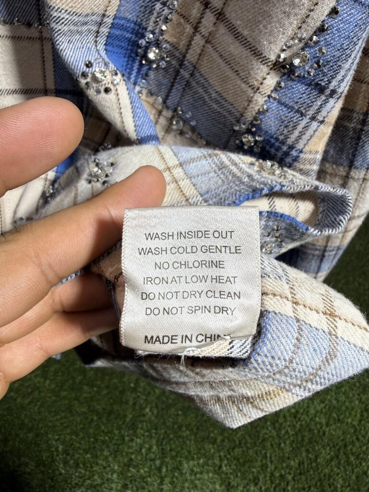 Other Vale State Cream/Blue Gemstone Flannel Sz. M Size ONE SIZE - 4 Thumbnail