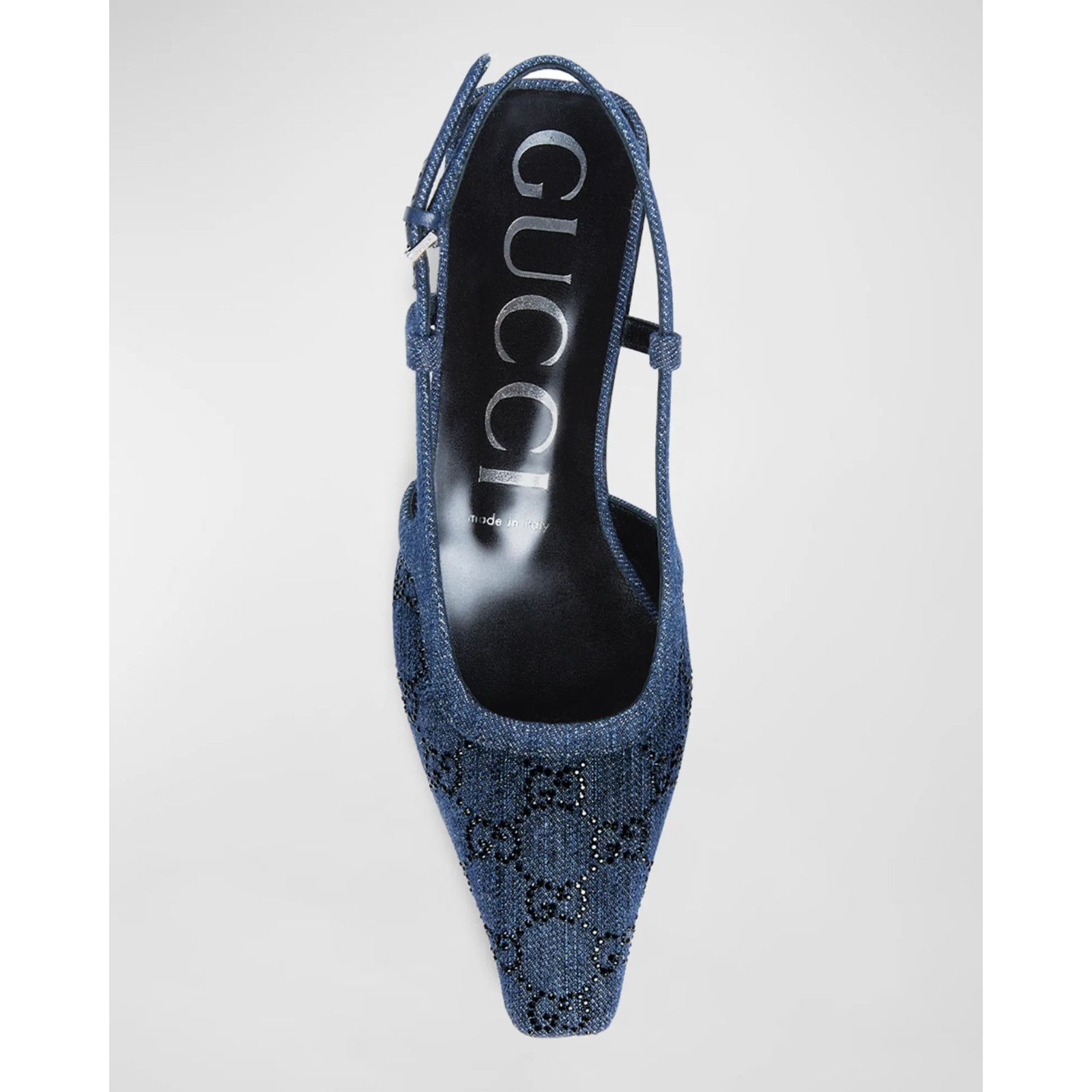 Gucci Gucci Demi Denim Blue Black Crystal Slingback Ballerina Size US 6 / IT 36 - 9 Thumbnail
