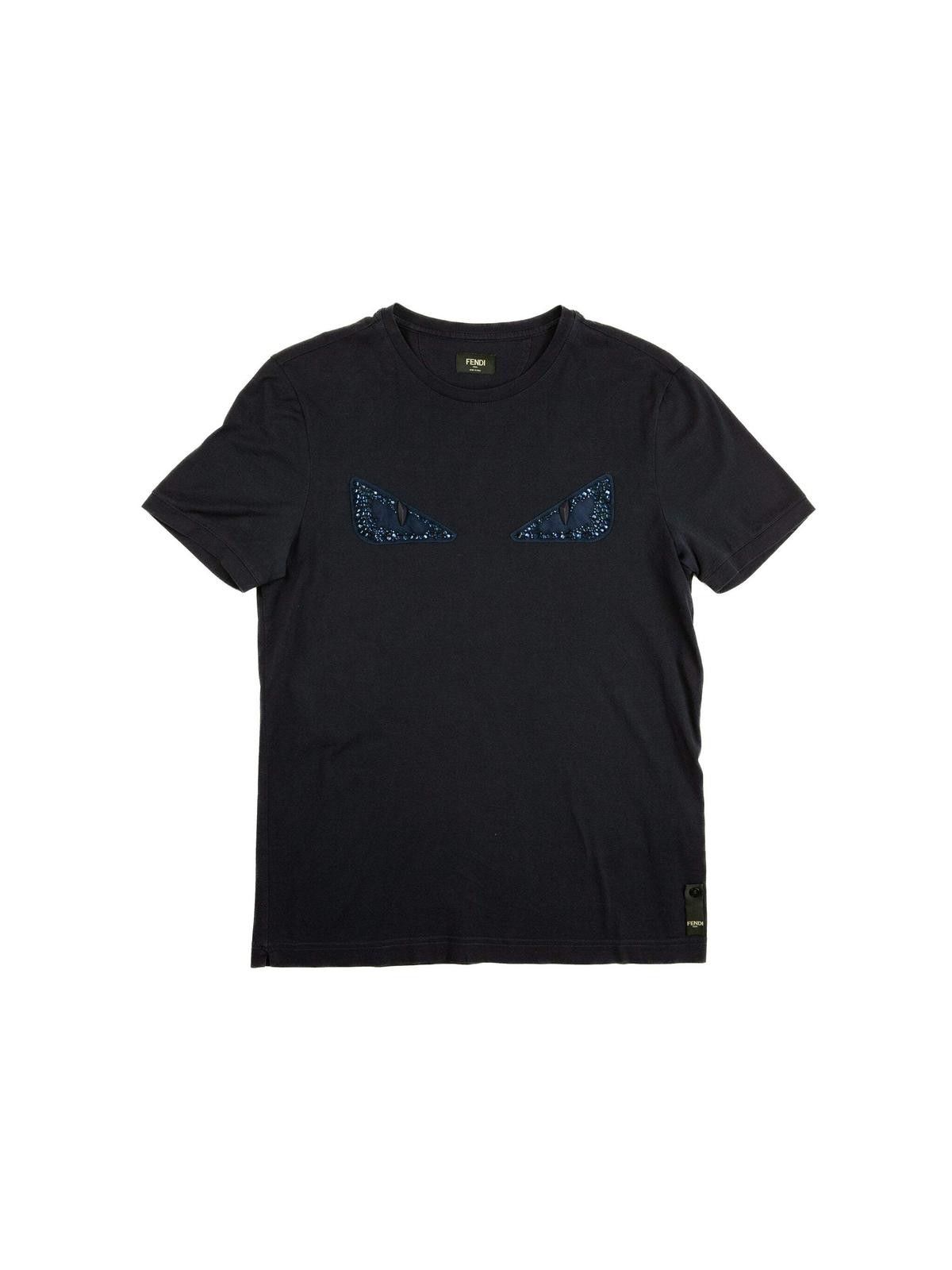 Fendi Fendi Bag Bugs Crystal Embellished Navy T Shirt | Grailed