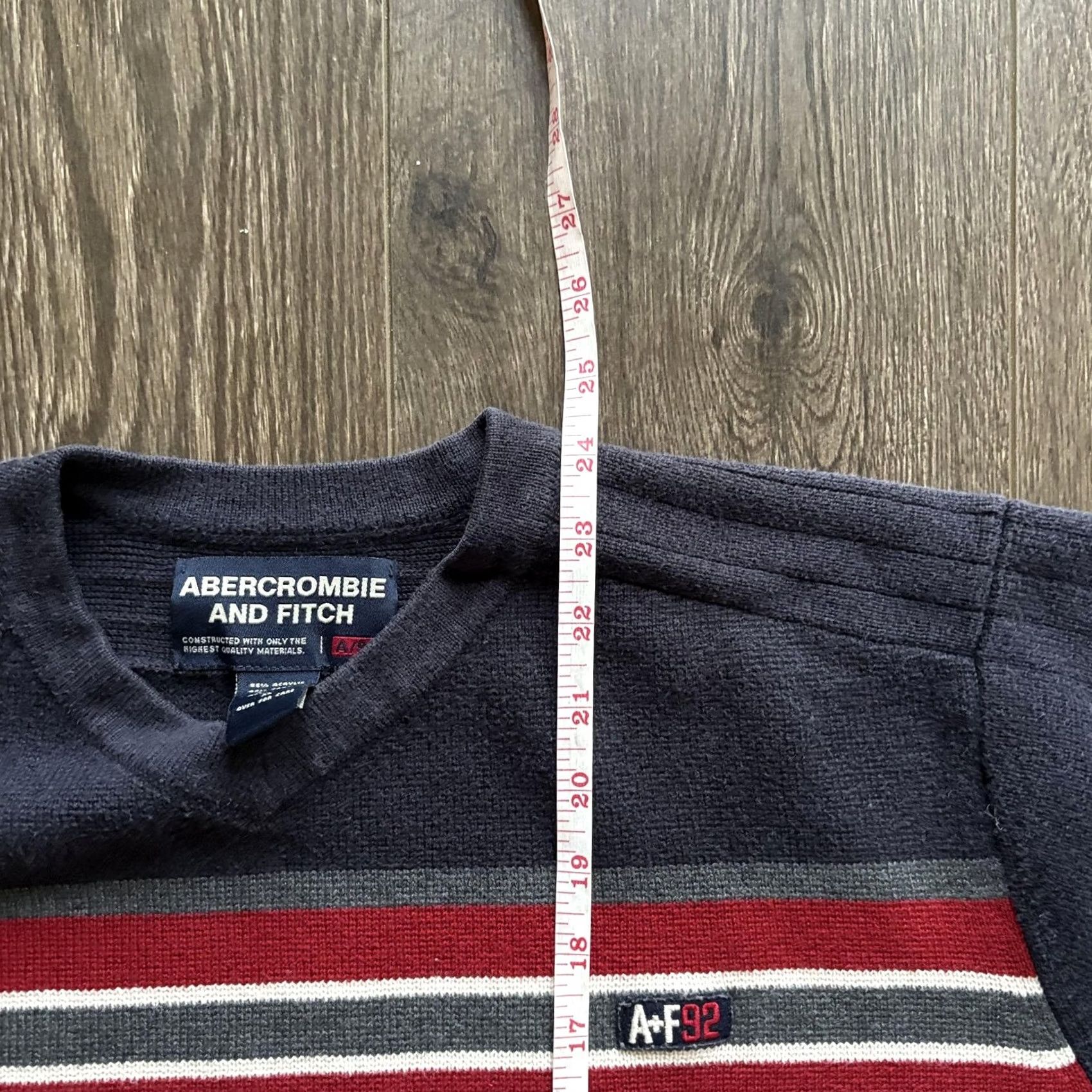 Abercrombie & Fitch VINTAGE Abercrombie & Fitch Sweater Mens XL Blue Stripe V-Neck Knit Pullover Size US XL / EU 56 / 4 - 8 Thumbnail
