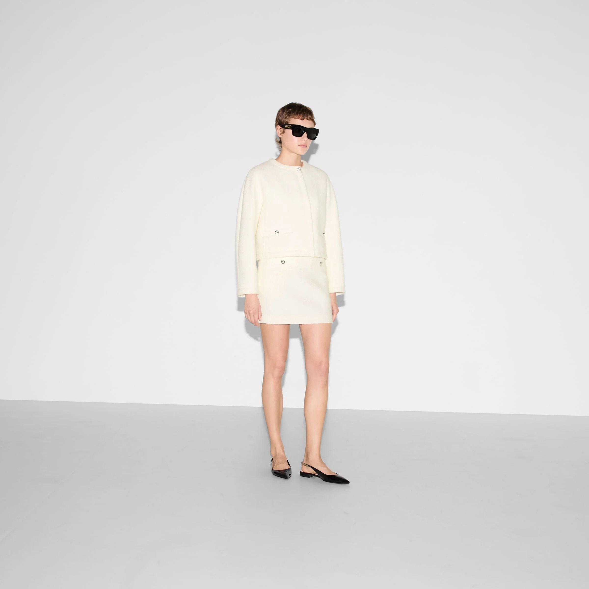 Gucci oc11z1125 Wool Bouclé Mini Skirt in Off White Size 27" / US 4 / IT 40 - 5 Thumbnail