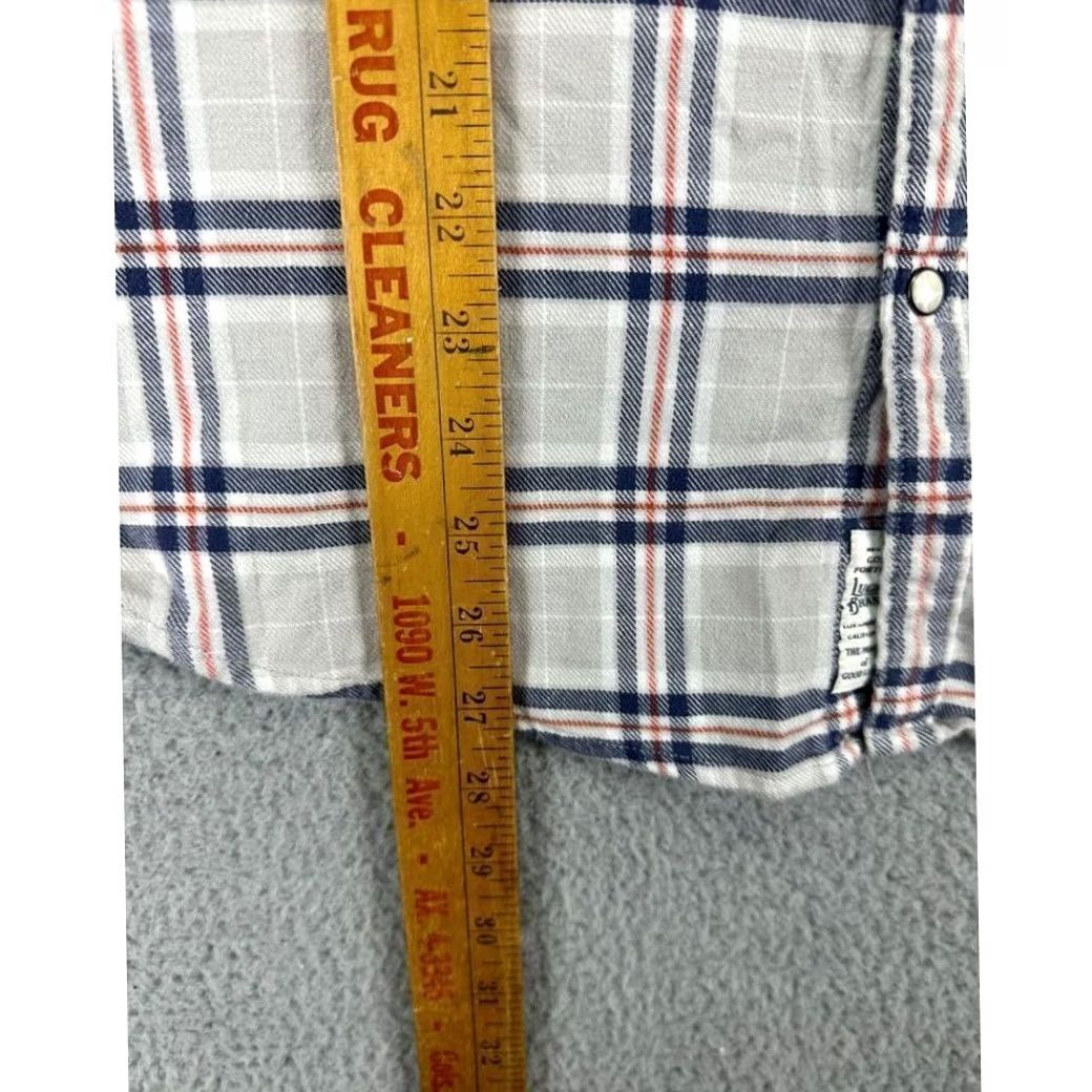 Lucky Brand Lucky Brand Flannel Shirt Adult Medium Grey White Red Pearl Snap Button Up Men's Size US M / EU 48-50 / 2 - 7 Thumbnail