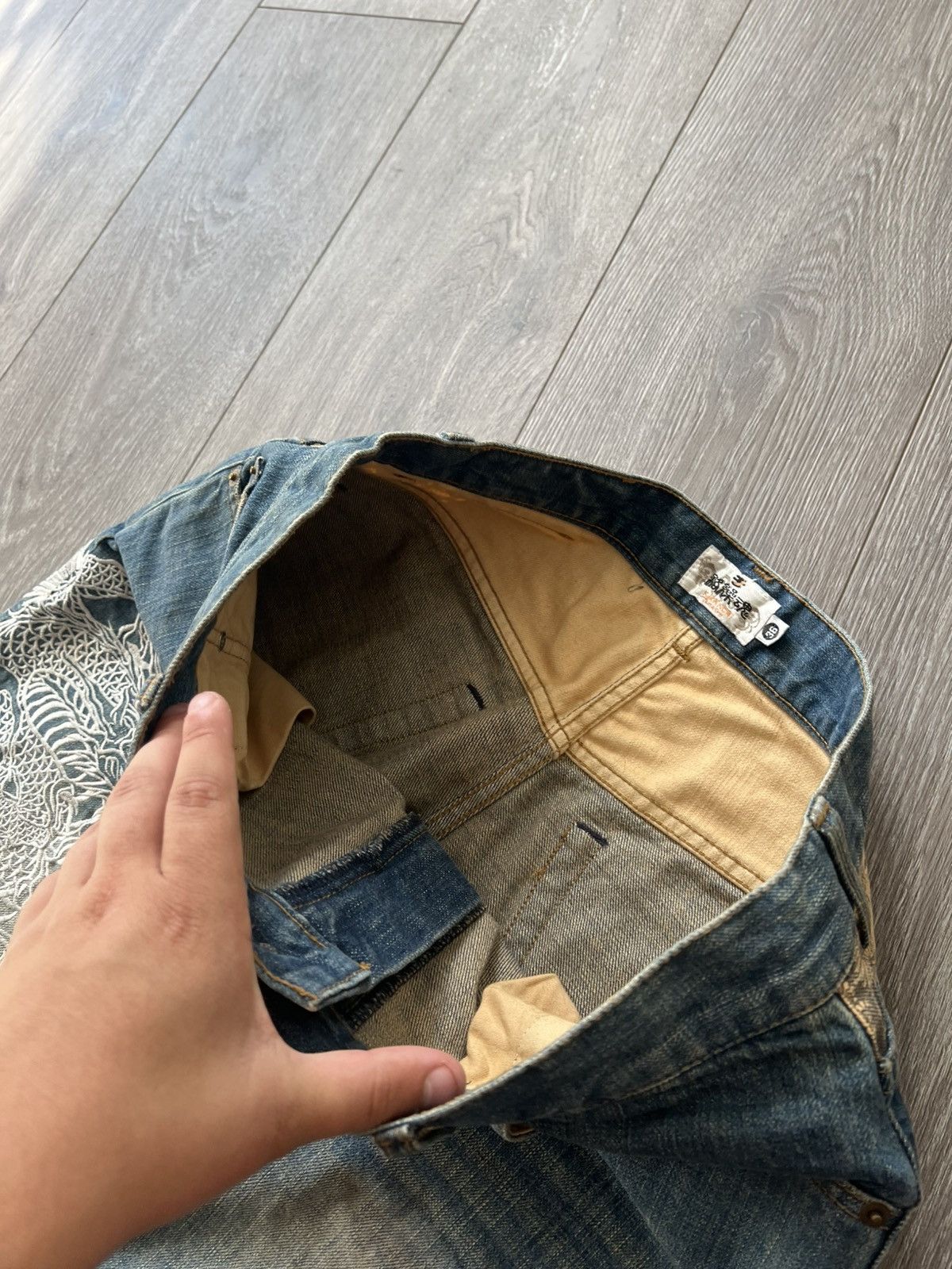 Japanese Brand Vintage Japanese Denim Shorts Dragon Embroidery Samurai Soul Size US 36 / EU 52 - 11 Thumbnail
