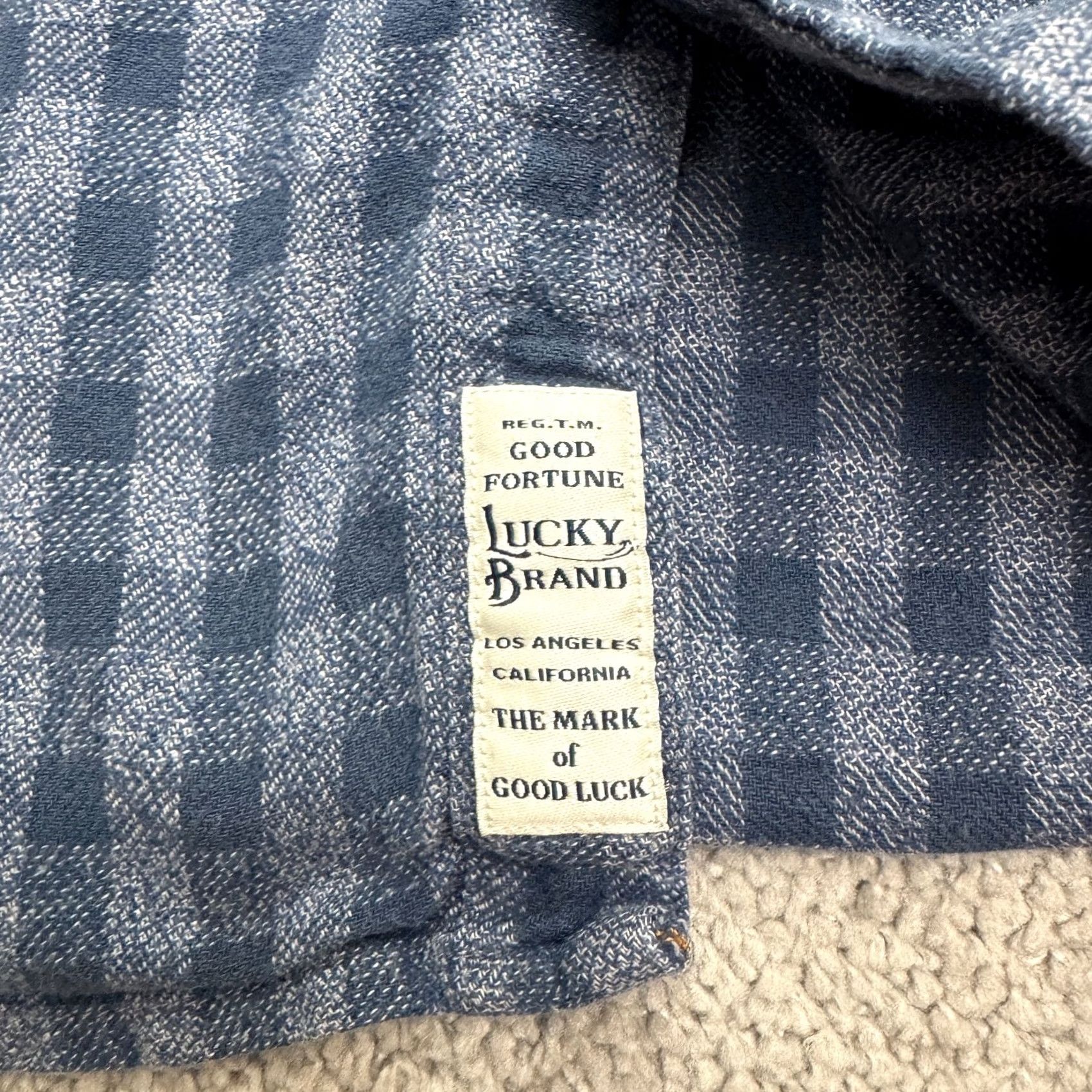Lucky Brand Lucky Brand Saturday Gingham Button-Down Shirt Mens M Blue Gray Long Sleeve Regular Fit Tailored Casual Plaid 40 in Chest Size US M / EU 48-50 / 2 - 7 Thumbnail