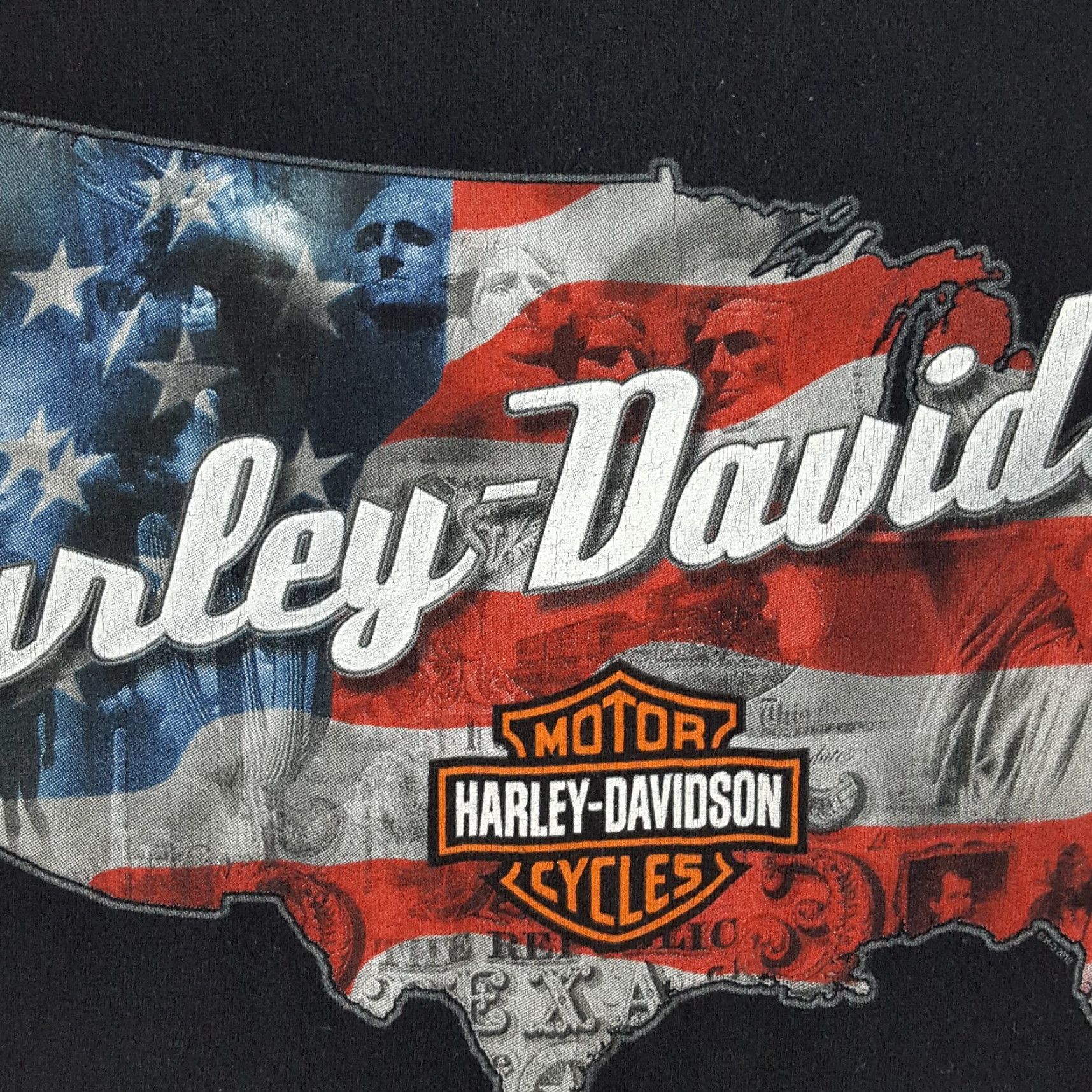 Harley Davidson VINTAGE Harley-Davidson T-Shirt Motorcycle Faded USA Map Men's XL Black Patriotic Biker 00s 90s Vintage Grunge Logo Embroidered Mens T-Shirt Size US XL / EU 56 / 4 - 4 Thumbnail