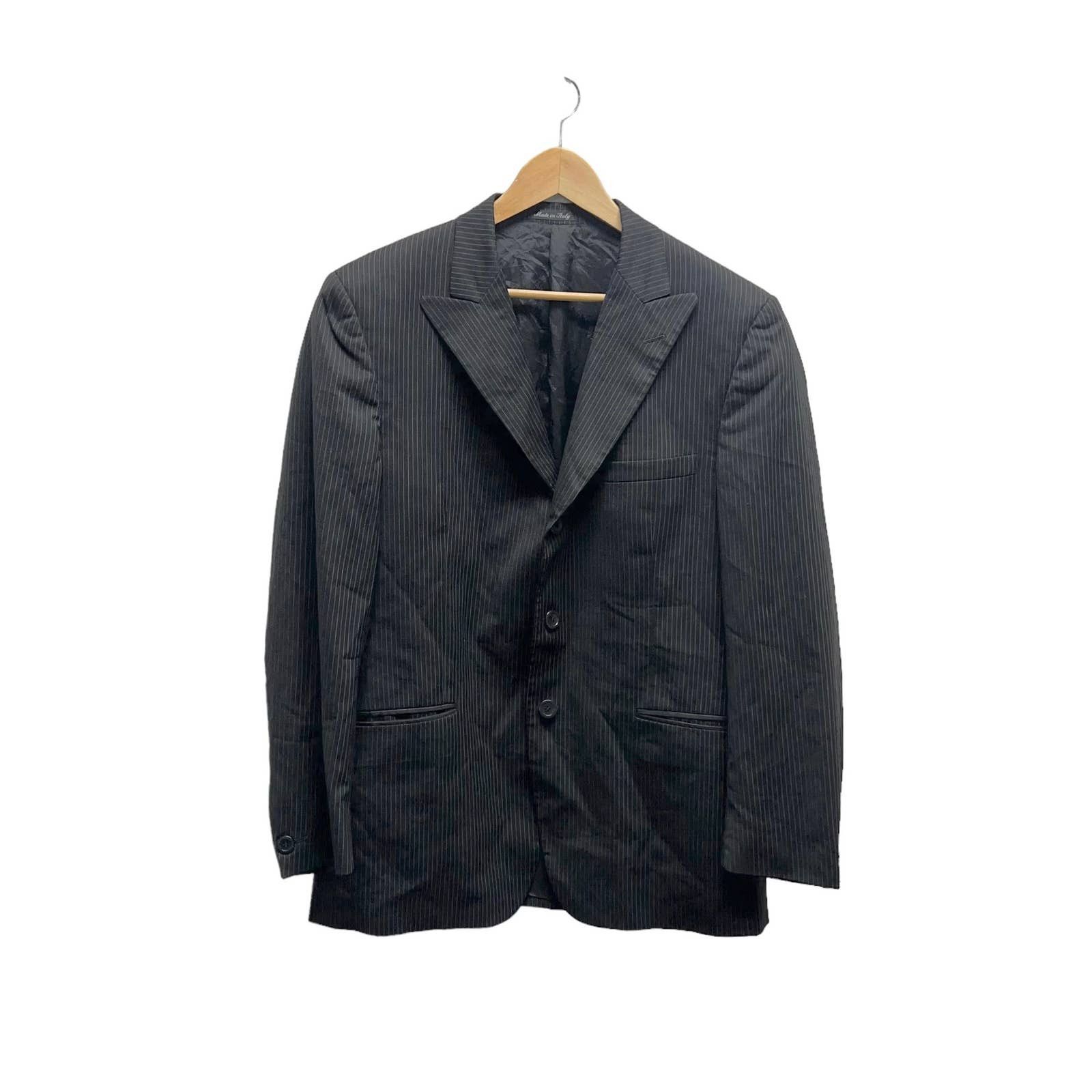 Versace Classic V2 Wool Striped Blazer Black Jacket 52