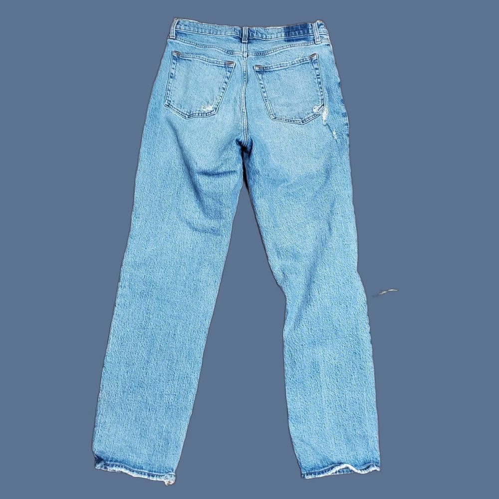 Abercrombie & Fitch Abercrombie & Fitch Jeans Womens 10 Blue The Dad High Rise Distressed Straight Jeans Size 32" / US 10 / IT 46 - 1 Thumbnail