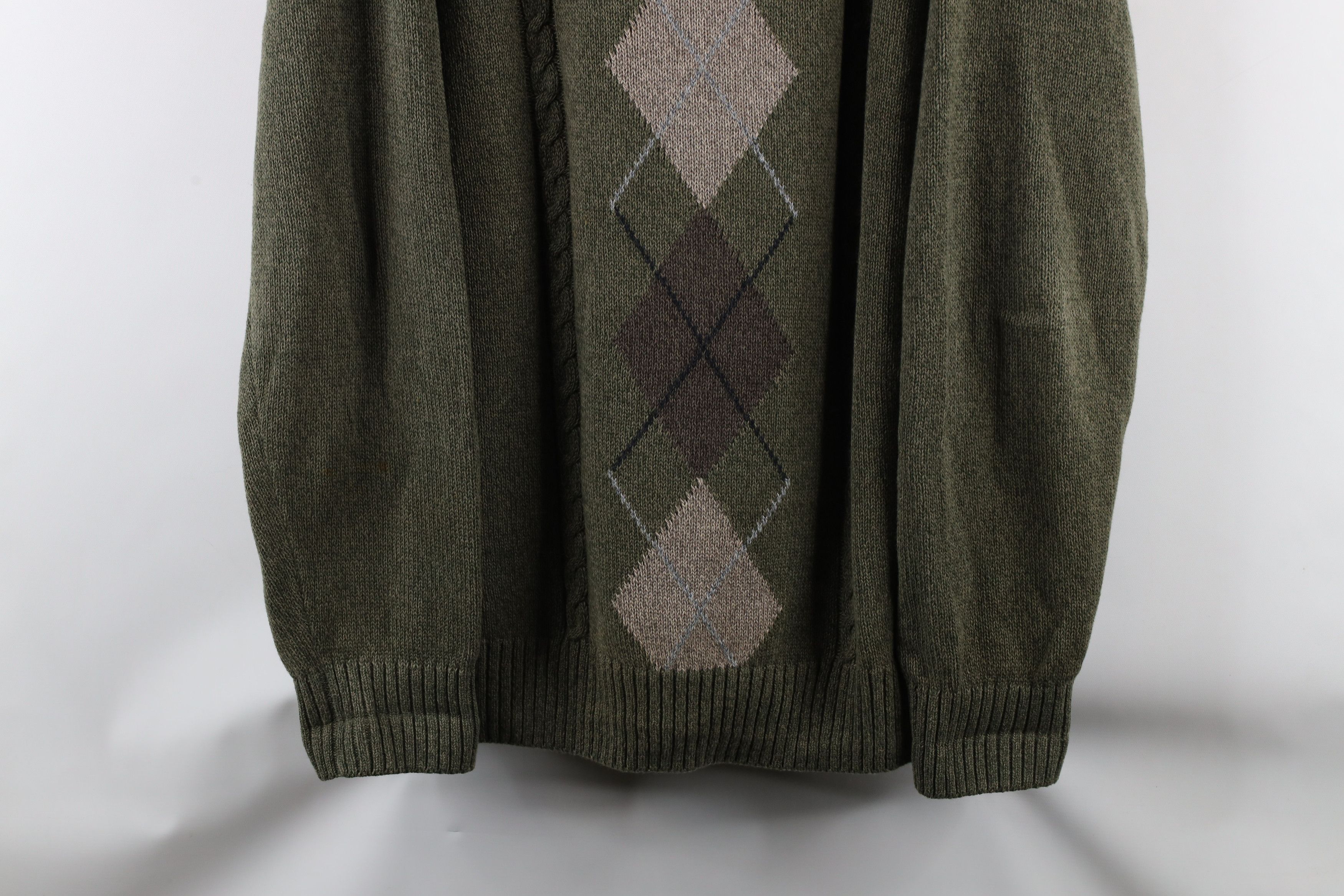 Vintage Vintage 90s Streetwear Cable Knit Crewneck Sweater Green Size US XL / EU 56 / 4 - 3 Thumbnail
