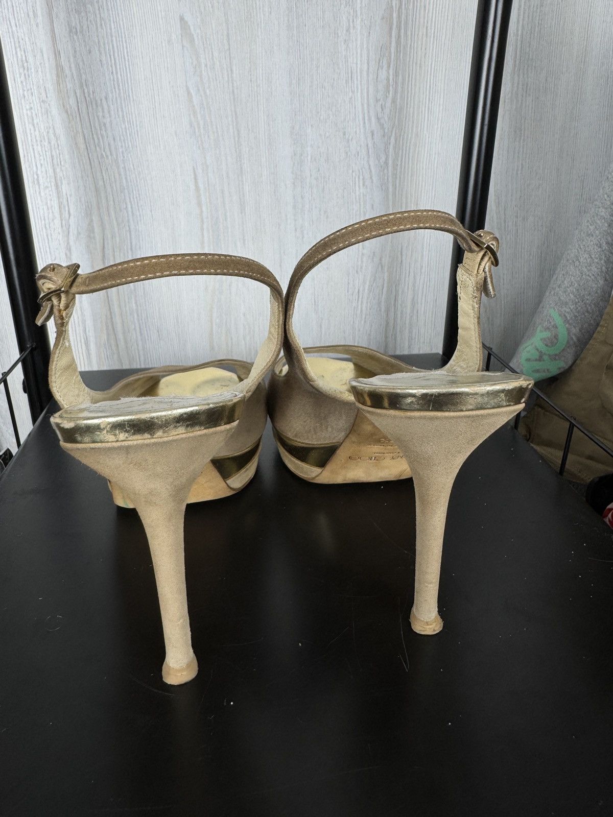 Jimmy Choo JIMMY CHOO Suede Mirrored Platform Open Toe Heels Pumps 7.5 Size US 7.5 / IT 37.5 - 11 Thumbnail