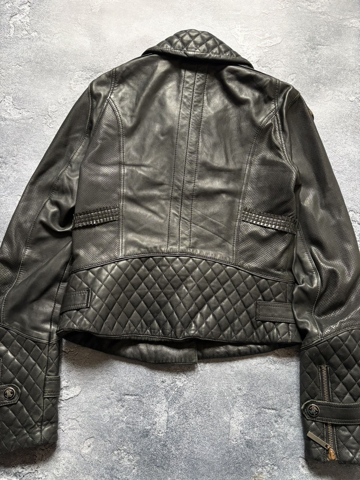 Roberto Cavalli Vintage Roberto Cavalli Avant Garde Biker Leather Jacket Size S / US 4 / IT 40 - 3 Thumbnail