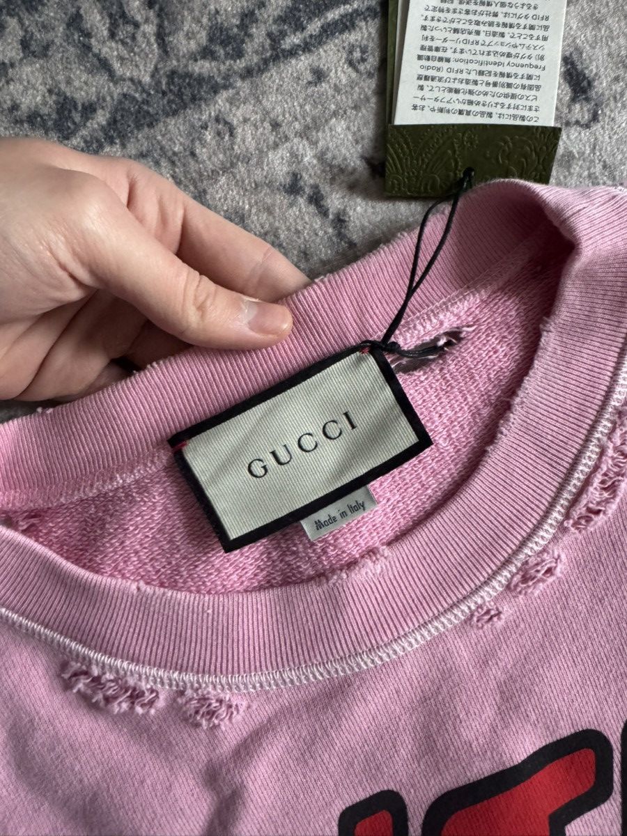 Gucci Gucci sweater jumper pink with cats logo print distressed Size US XS / EU 42 / 0 - 4 Thumbnail