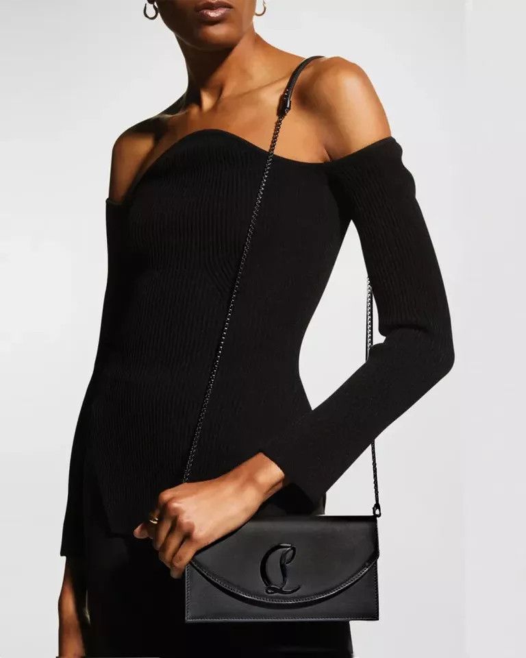 Christian Louboutin o1s1wg111124 Size: OS/ Loubi54 Crepe Clutch in Black Size ONE SIZE - 7 Thumbnail