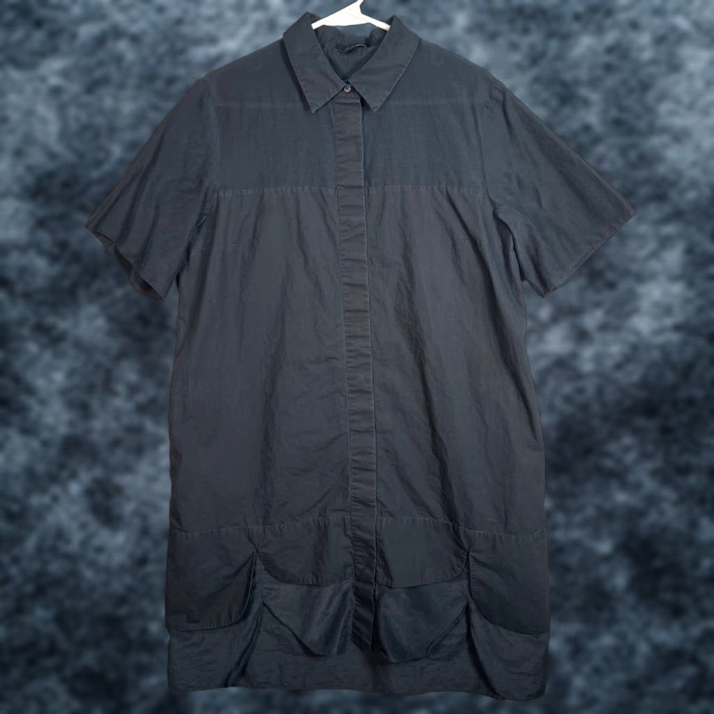 Cos COS Womens Size 14 Blue Shirt Dress Short Sleeve Button Front Cotton Silk Blend Size XL / US 12-14 / IT 48-50 - 1 Thumbnail