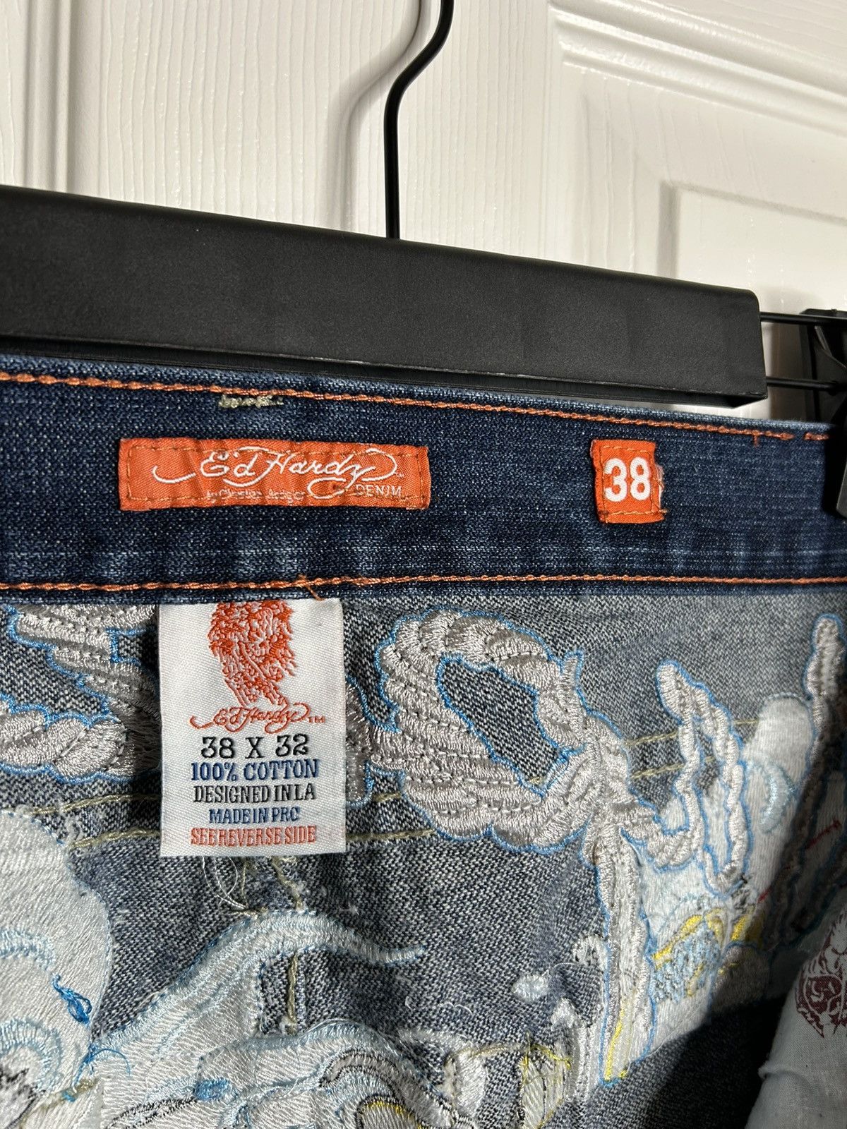 Christian Audigier 2008 Ed Hardy Japan Embroidered Jeans Size US 38 / EU 54 - 7 Thumbnail