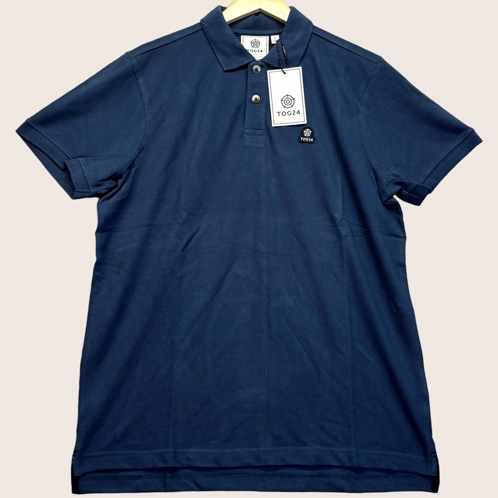 Vintage TOG24 Percy Polo Shirt Denim Blue Mens L Polo Short Sleeve Collared Pullover Casual Travel Cotton Denim Size US L / EU 52-54 / 3 - 1 Thumbnail