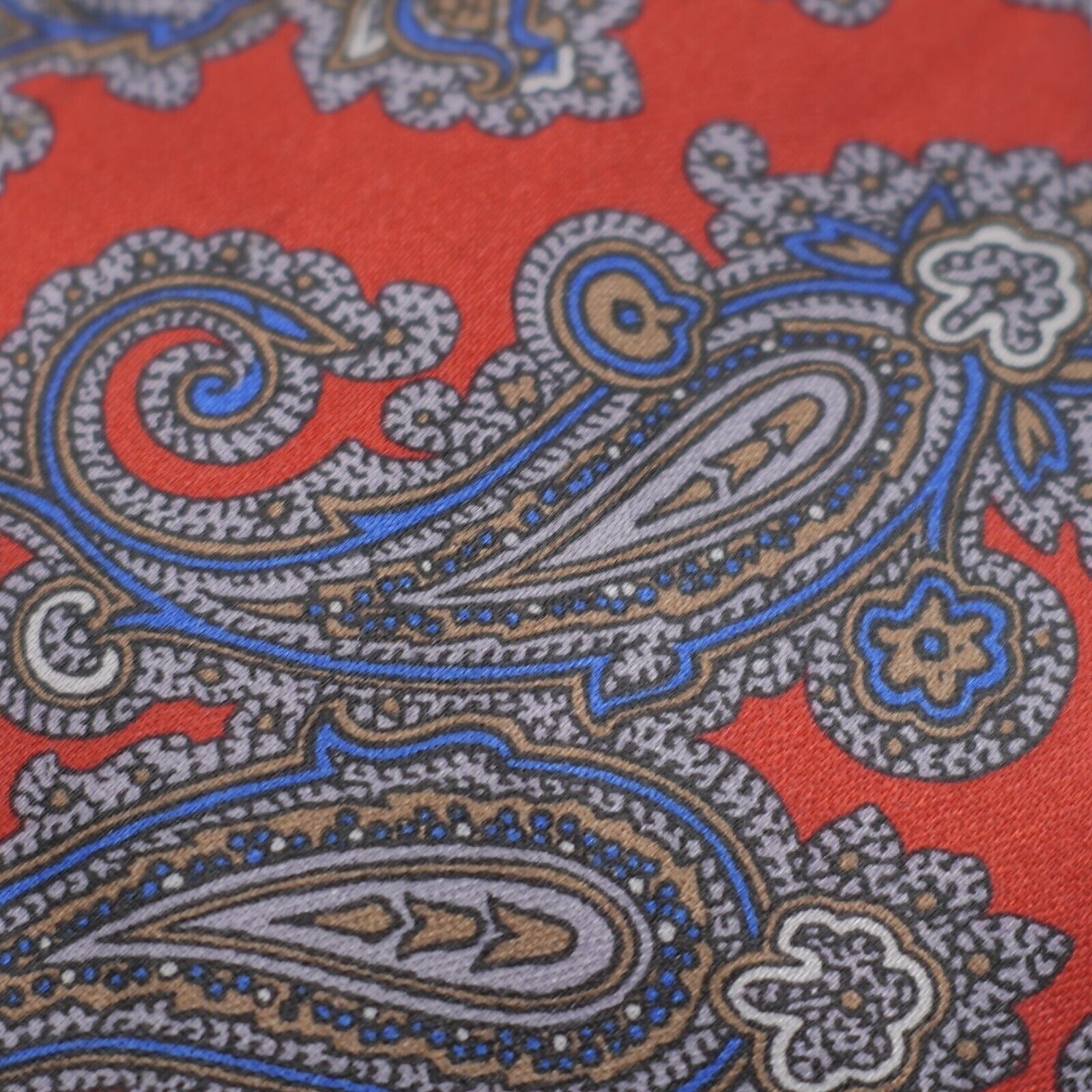 Vintage Ketch Metallic Red Blue Paisley Print Short Silk Tie Size ONE SIZE - 2 Thumbnail