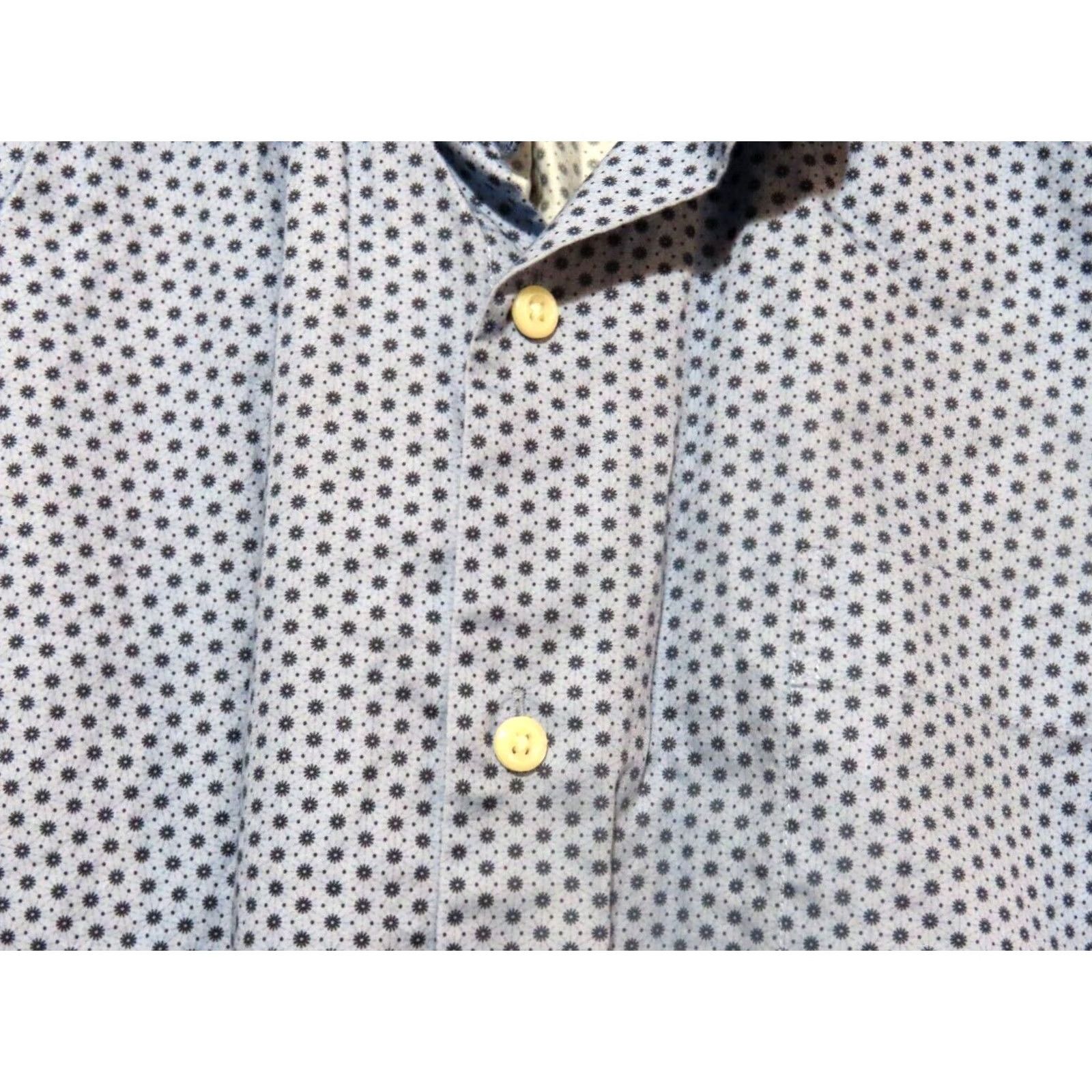 Peter Millar Peter Millar Shirt Button-Up Short Sleeve Mens L Blue Starburst Geometric Pocket Lightweight Casual Travel Cotton Size US L / EU 52-54 / 3 - 5 Thumbnail