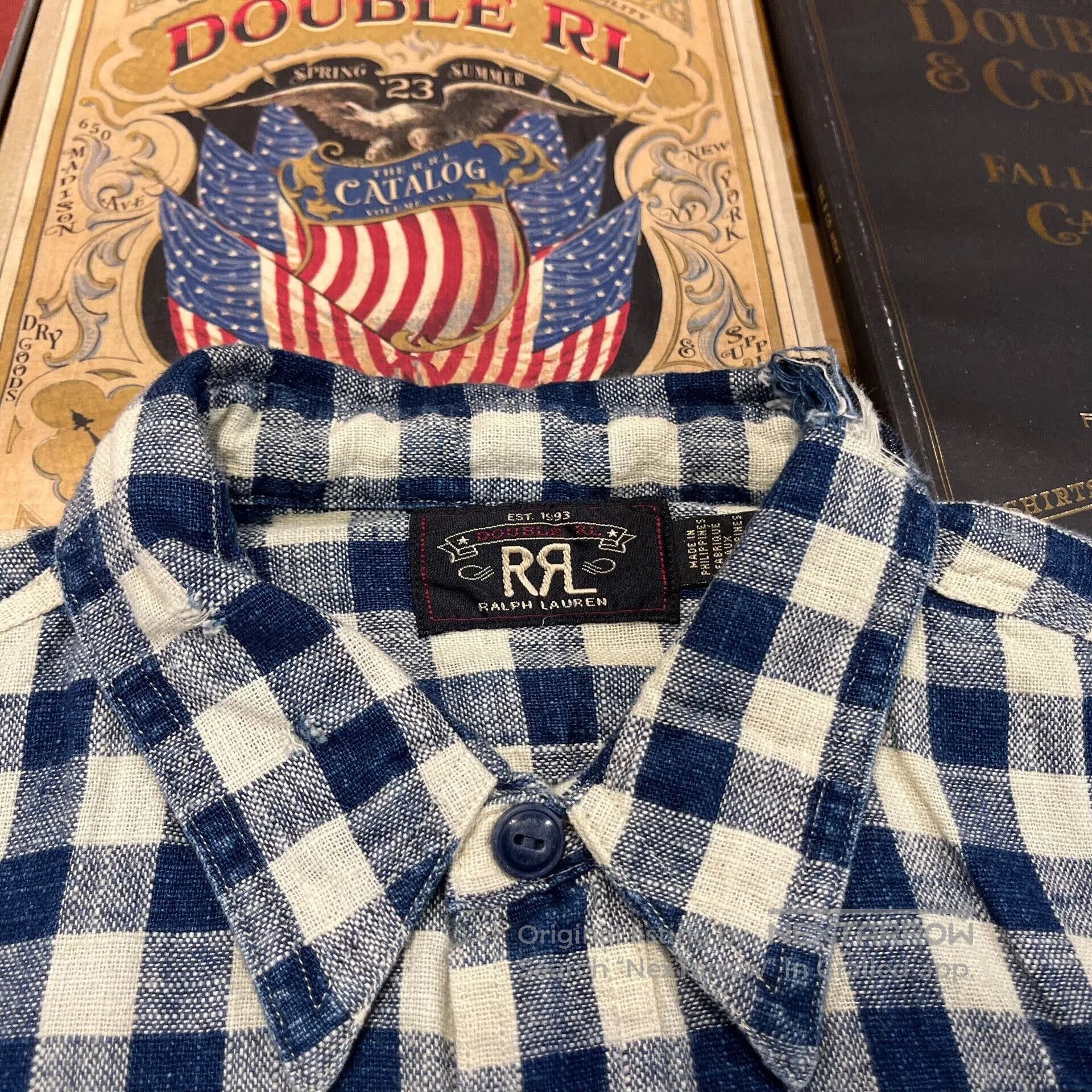 RRL Ralph Lauren RRL Linen Distressed Patch Plaid Shirt. Size US M / EU 48-50 / 2 - 6 Thumbnail
