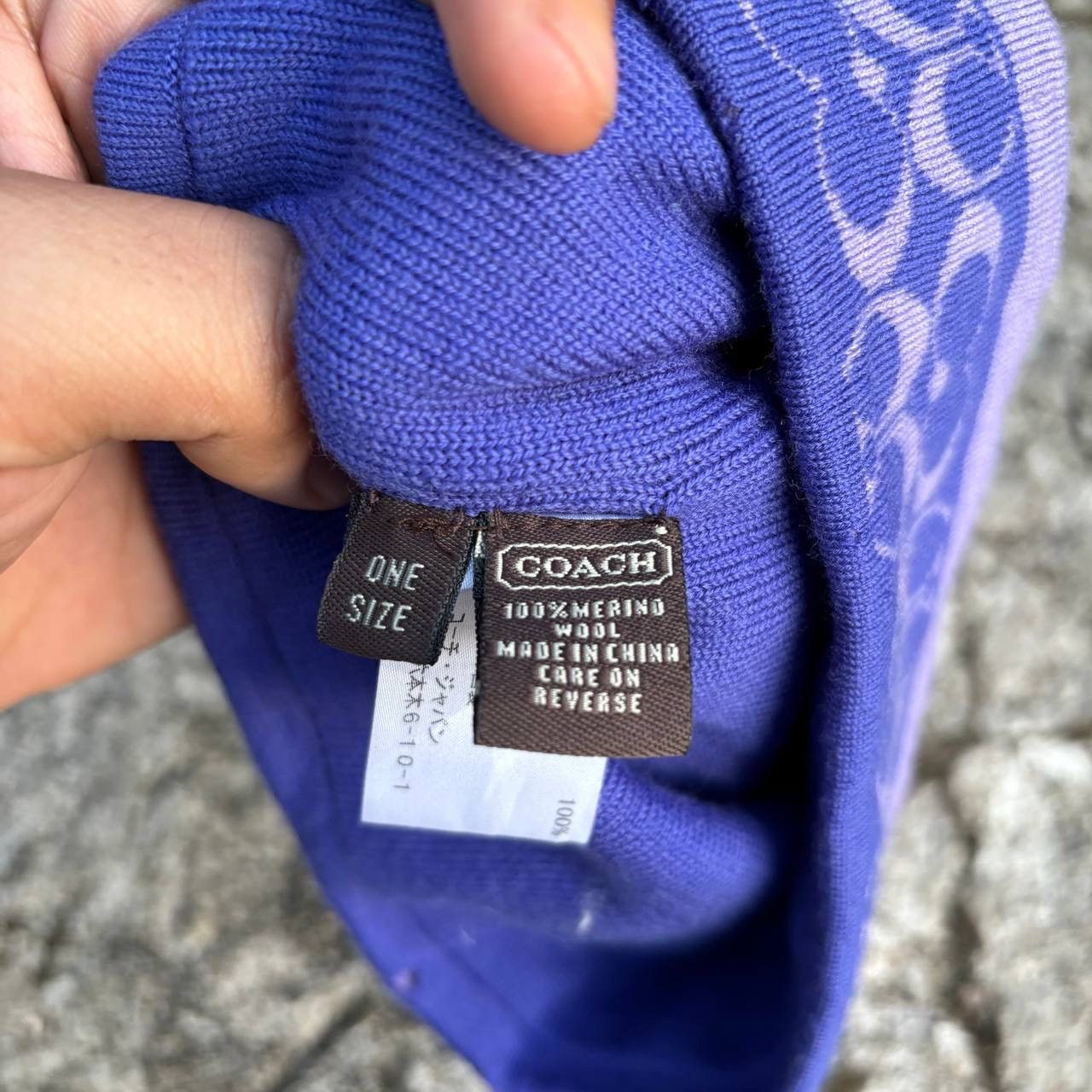 Coach Coach Signature Classic C Logo Wool Beanie Purple Size ONE SIZE - 5 Thumbnail