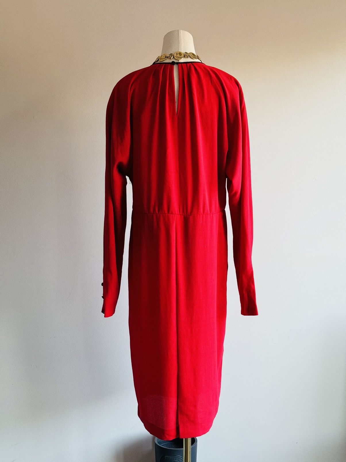 Fendi × Karl Lagerfeld × Vintage VTG Fendi Fendissime Karl Lagerfeld Red crepe batwing dress Size L / US 10 / IT 46 - 3 Thumbnail