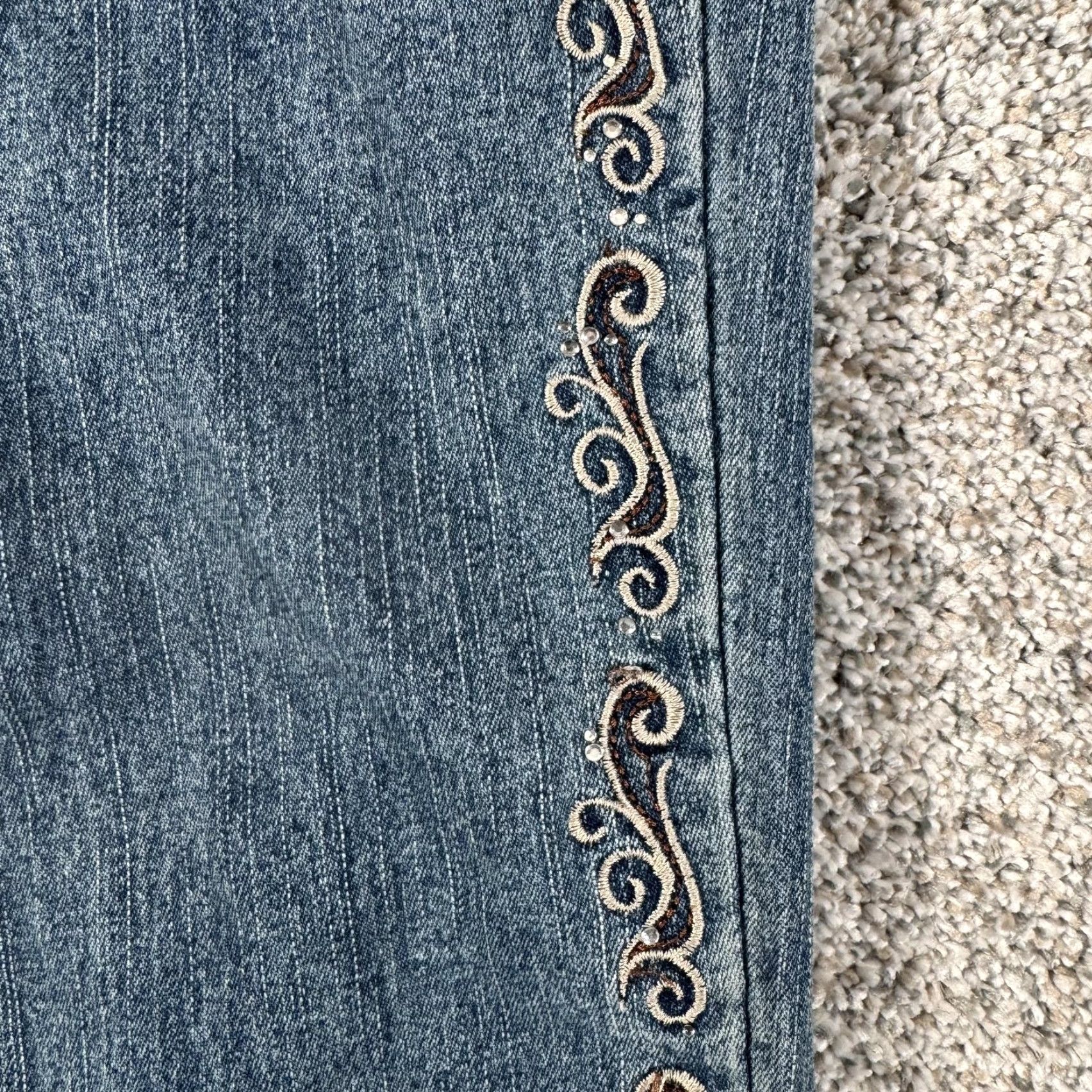 Cos COS Jeans Womens 8 Blue Denim Straight Leg Embroidered Side Trim Studded Jeans Women Size 30" / US 8 / IT 44 - 4 Thumbnail