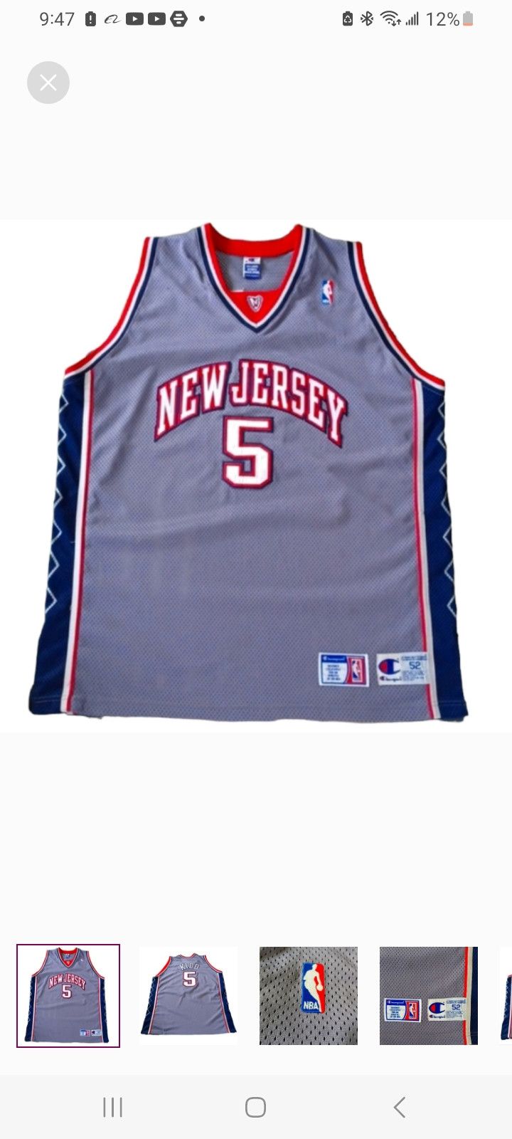 image of Newjersey Nets Authentic Jason Kidd Jersey 5 Champion in Grey (Size 2XL)