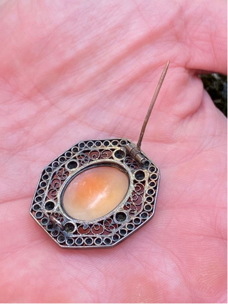 Vintage Antique 800 Silver Carved Shell Cameo Brooch Size ONE SIZE - 3 Thumbnail
